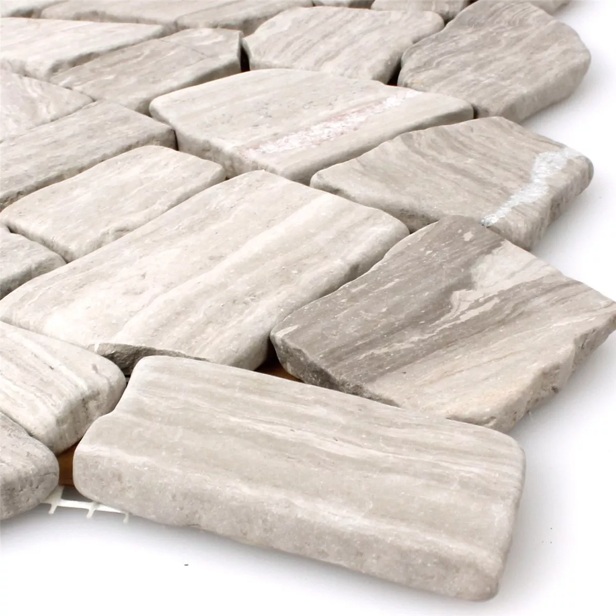 Mosaic Tiles Marble Broken Grey Stripes