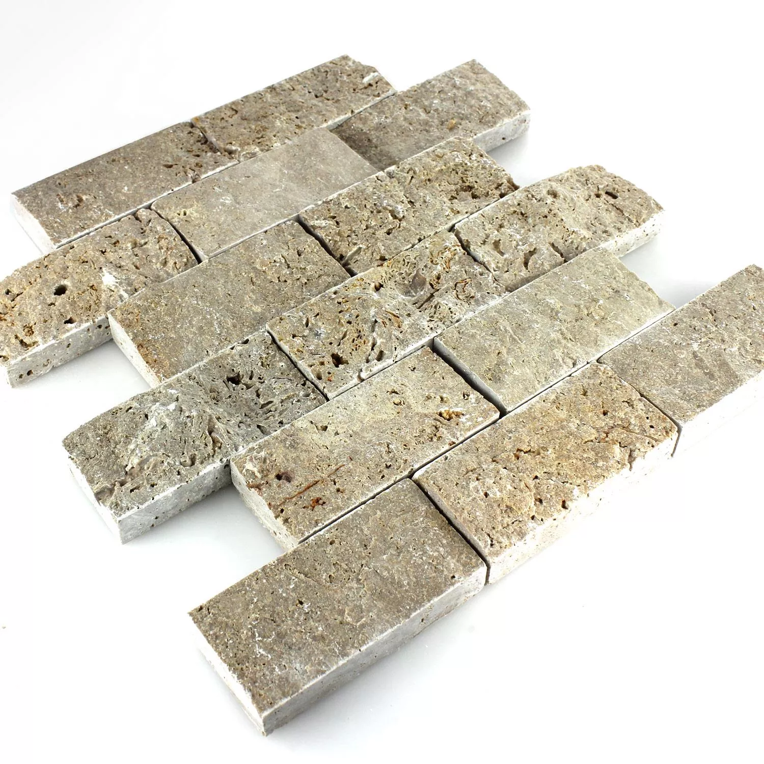 Mosaic Tiles Travertine 3D Noce Brick
