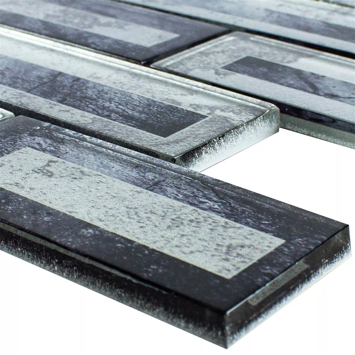 Glass Mosaic Tiles Romans 2D Effect Black
