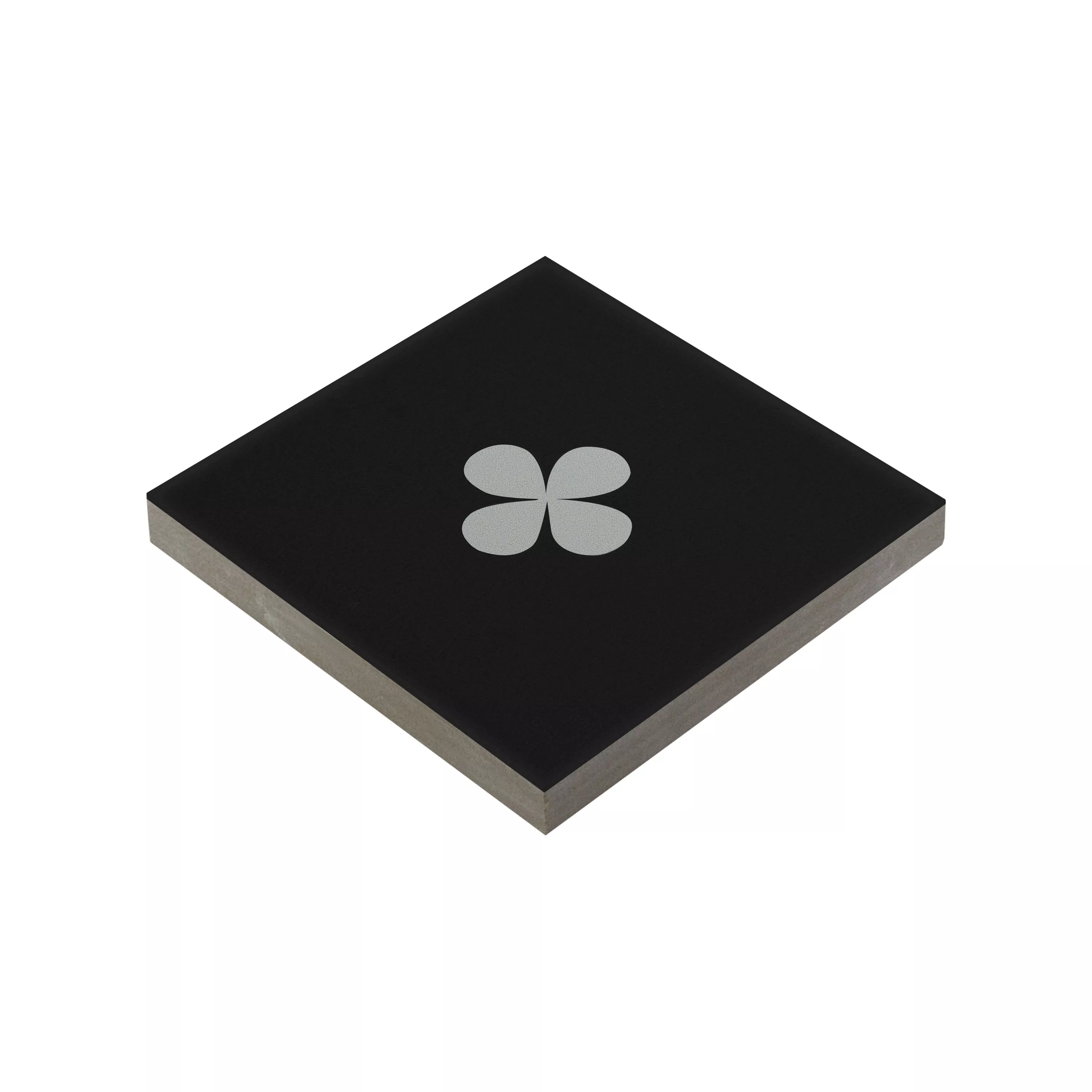 Porcelain Stoneware Tiles Genexia Black Blanc Decor 1 Rosone  4,6x4,6cm