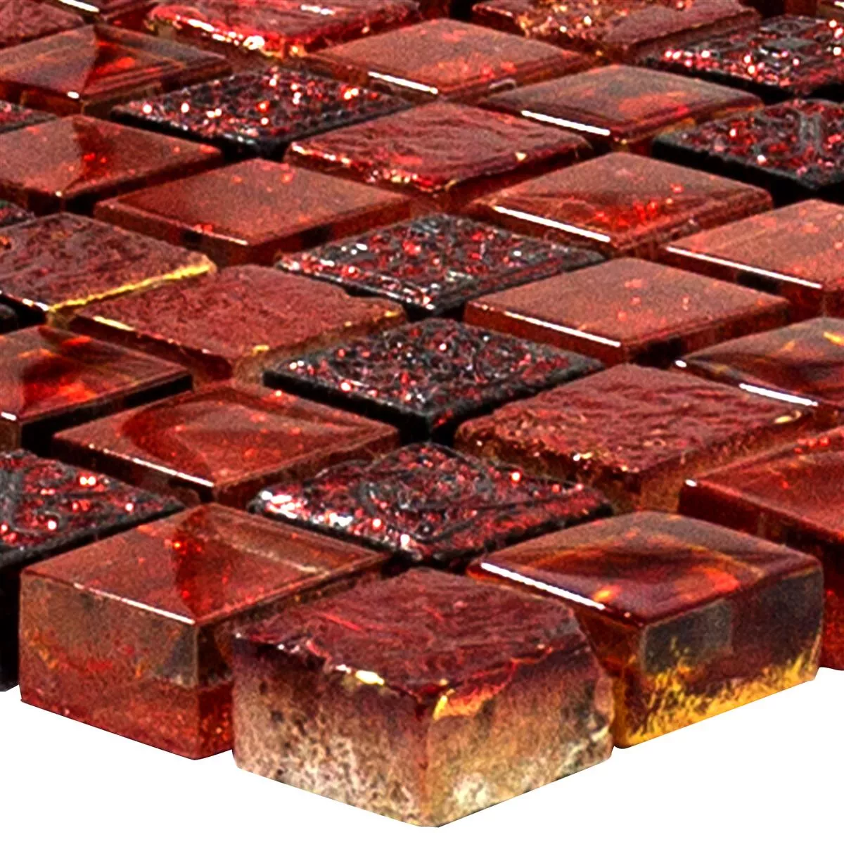 Glass Mosaic Natural Stone Tiles Cleopatra Red