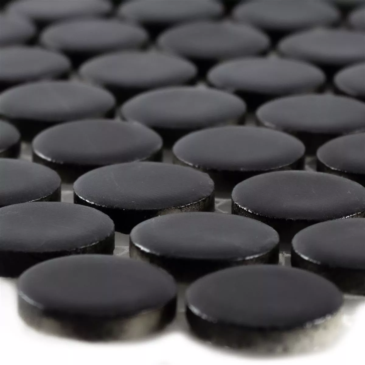 Ceramic Mosaic Tiles Button Yantra Black Mat