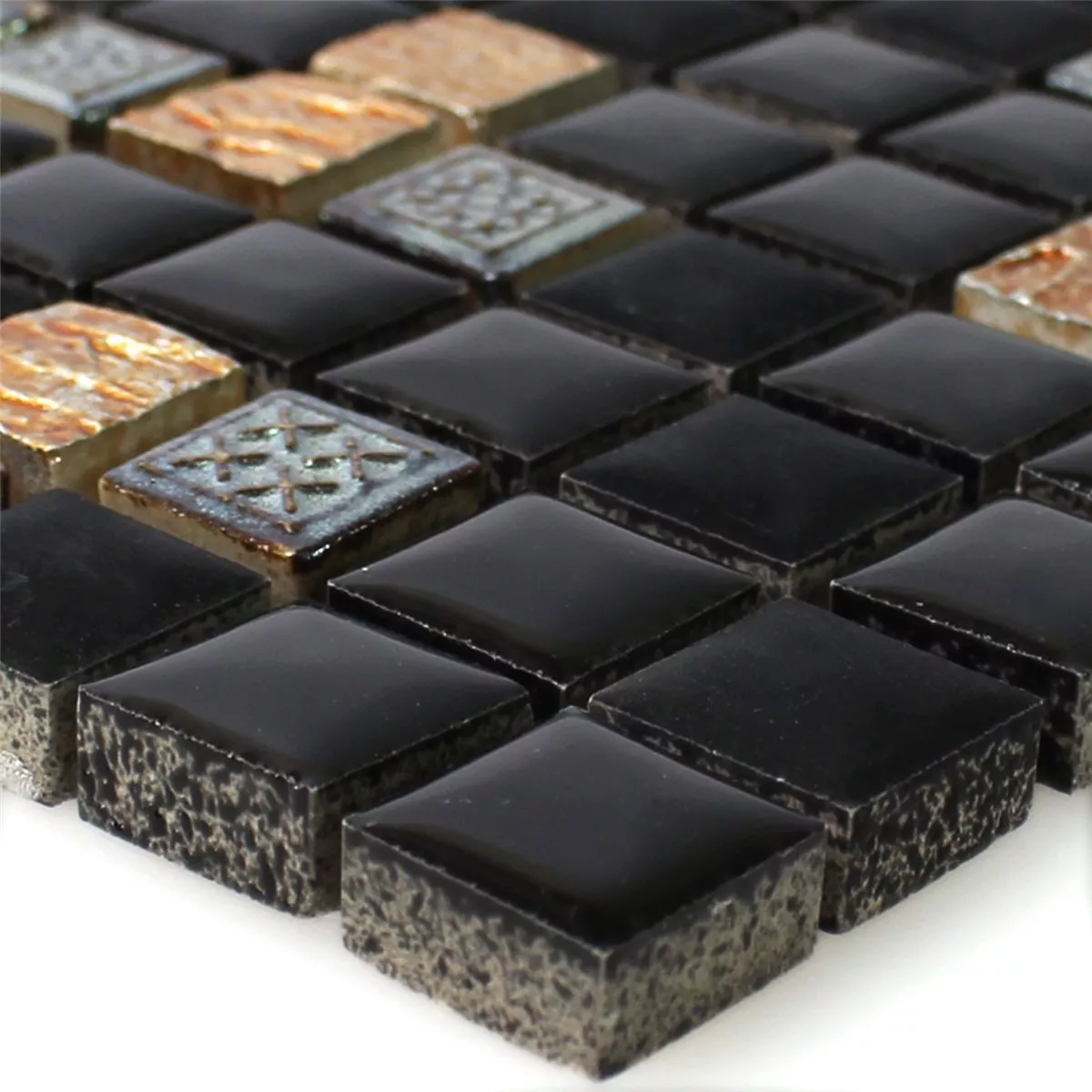 Natural Stone Resin Ornament Mosaic Tiles Halesia Black Copper Silver