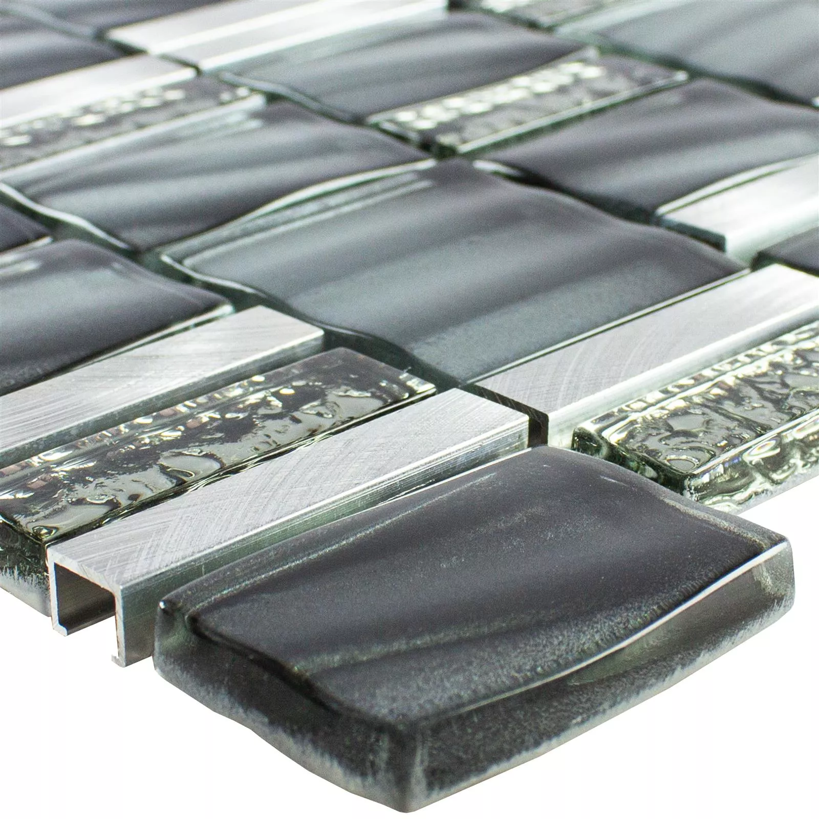 Cristal Metal Azulejos De Mosaico Union Gris Plateado