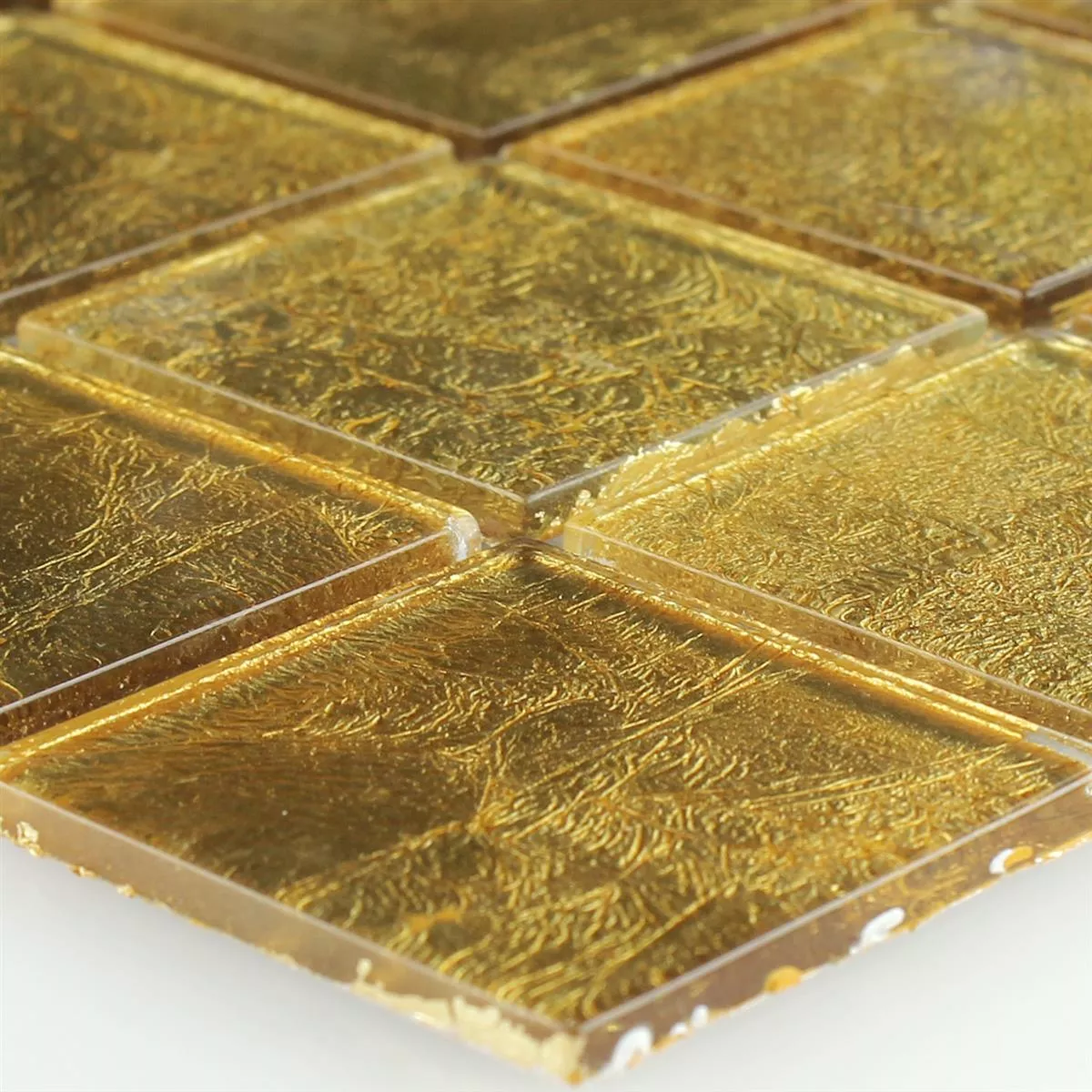 Mosaic Tiles Glass Effect Gold 48x48x4mm