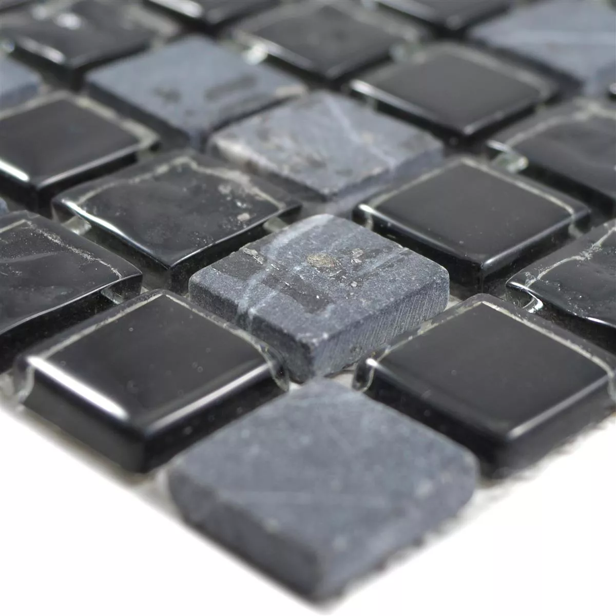Cristal Piedra Natural Azulejos De Mosaico Zekova Negro Gris