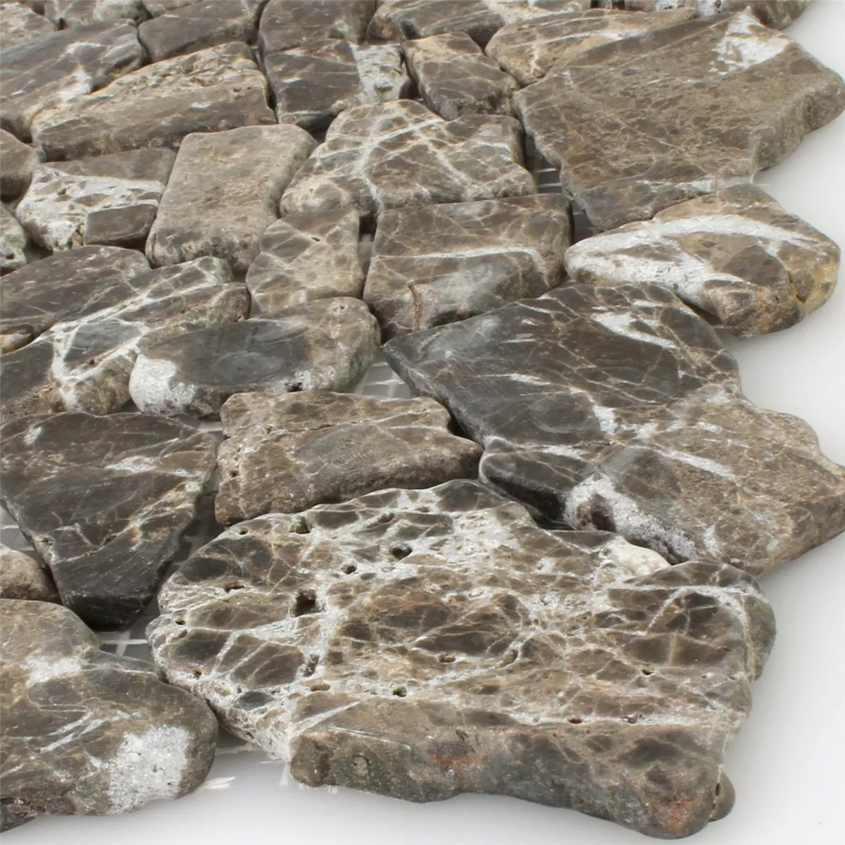 Mosaic Tiles Broken Marble Impala Brown Geflammt