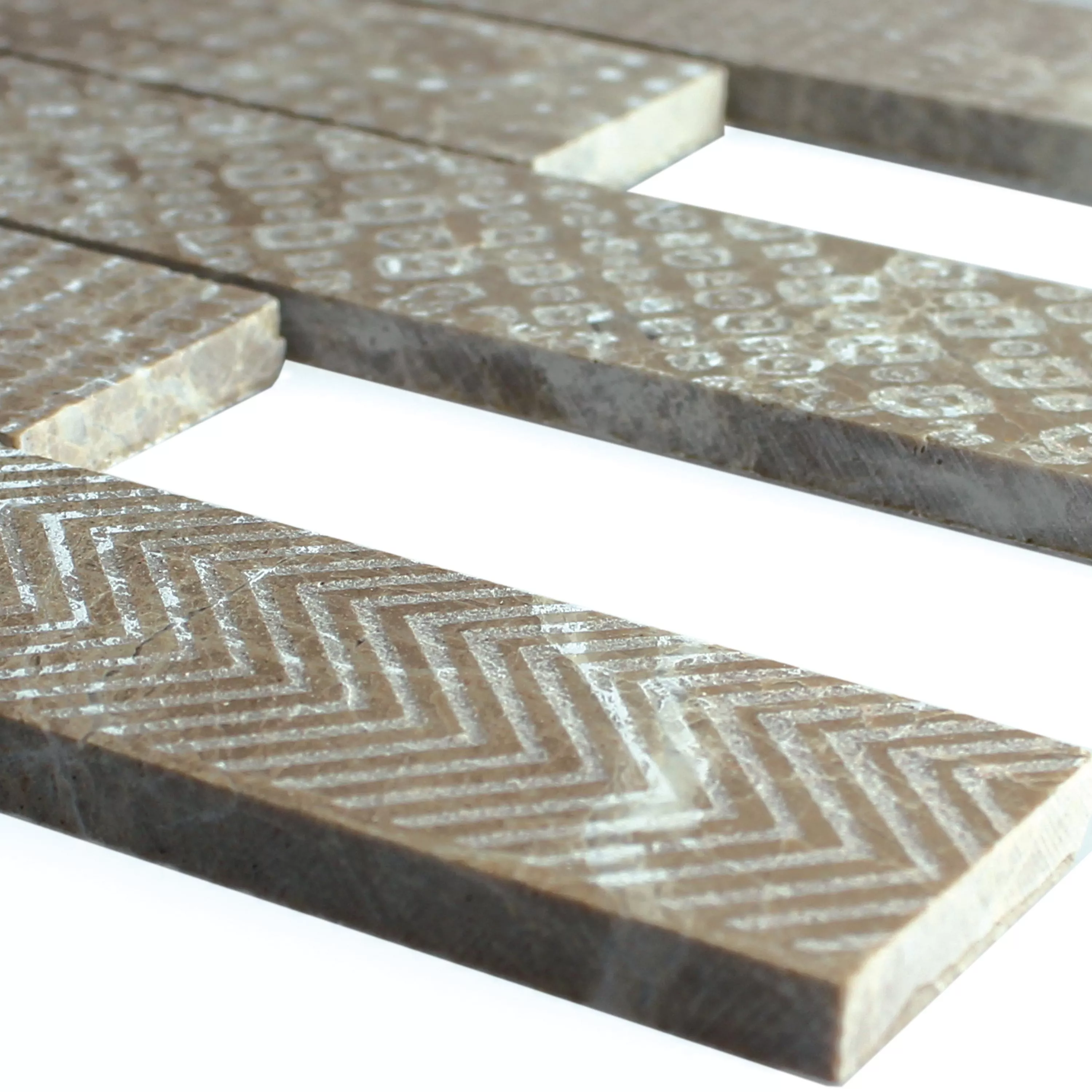 Marble Natural Stone Stripe Mosaic Tiles Grover Brown