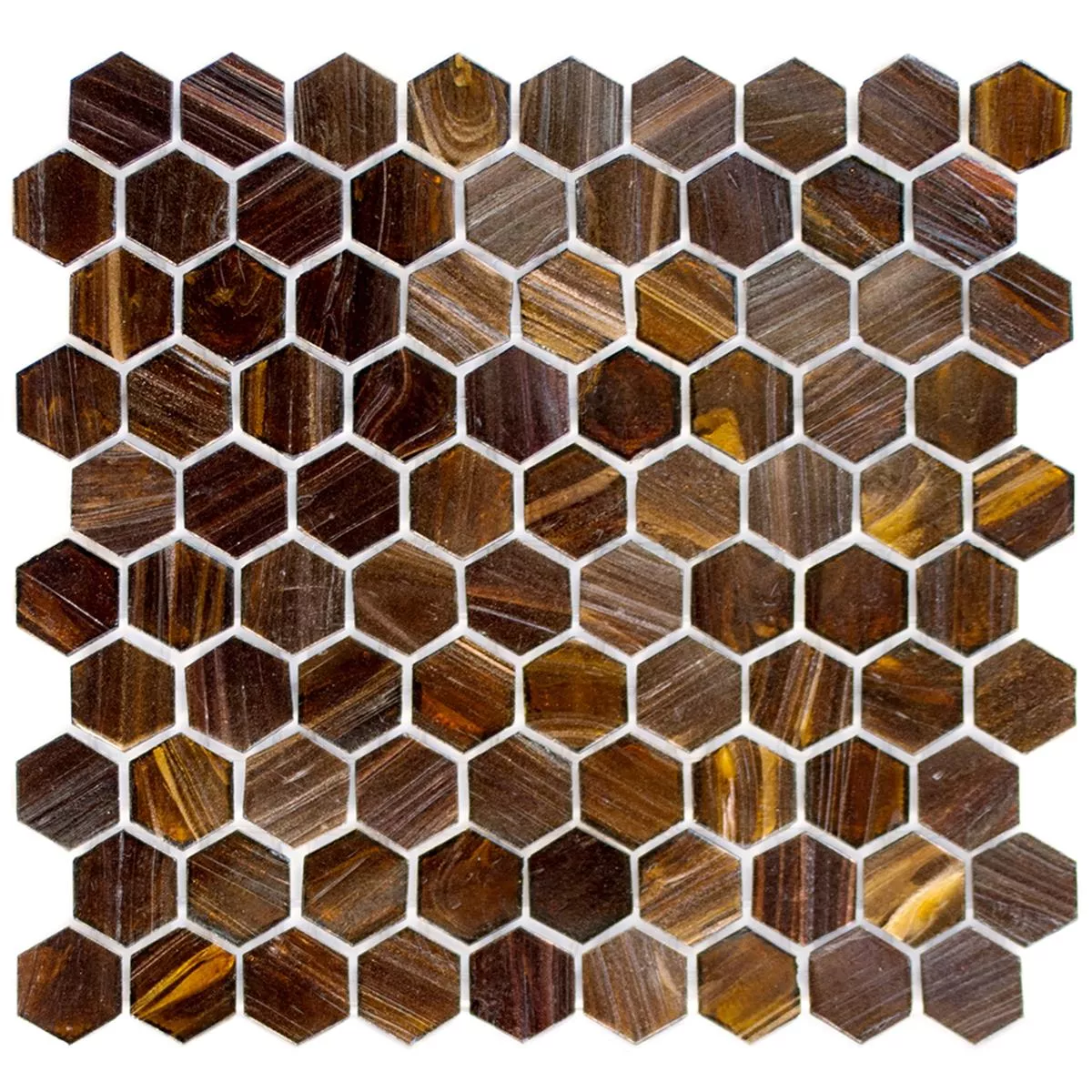 Glass Mosaic Tiles Trend-Vi Hexagonal 270 Dark Brown
