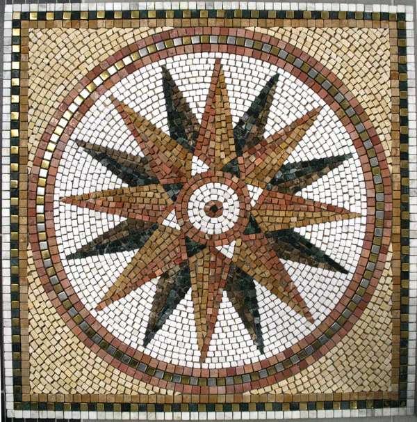 Mármol Acero Inoxidable Incrustación Rosone Oro Metal 80x80cm