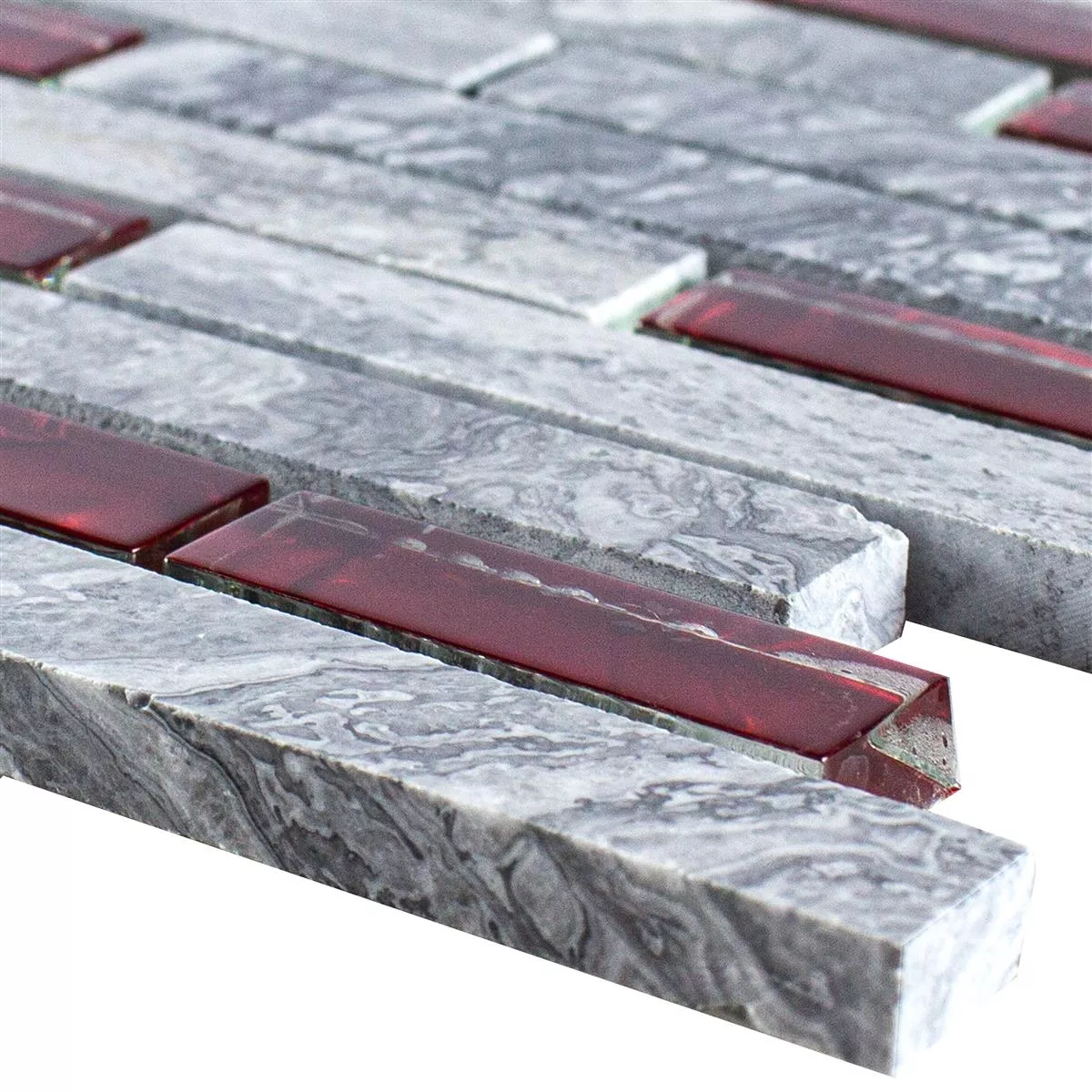 Vidrio Piedra Natural Mosaico Azulejos Sinop Gris Rojo Brick