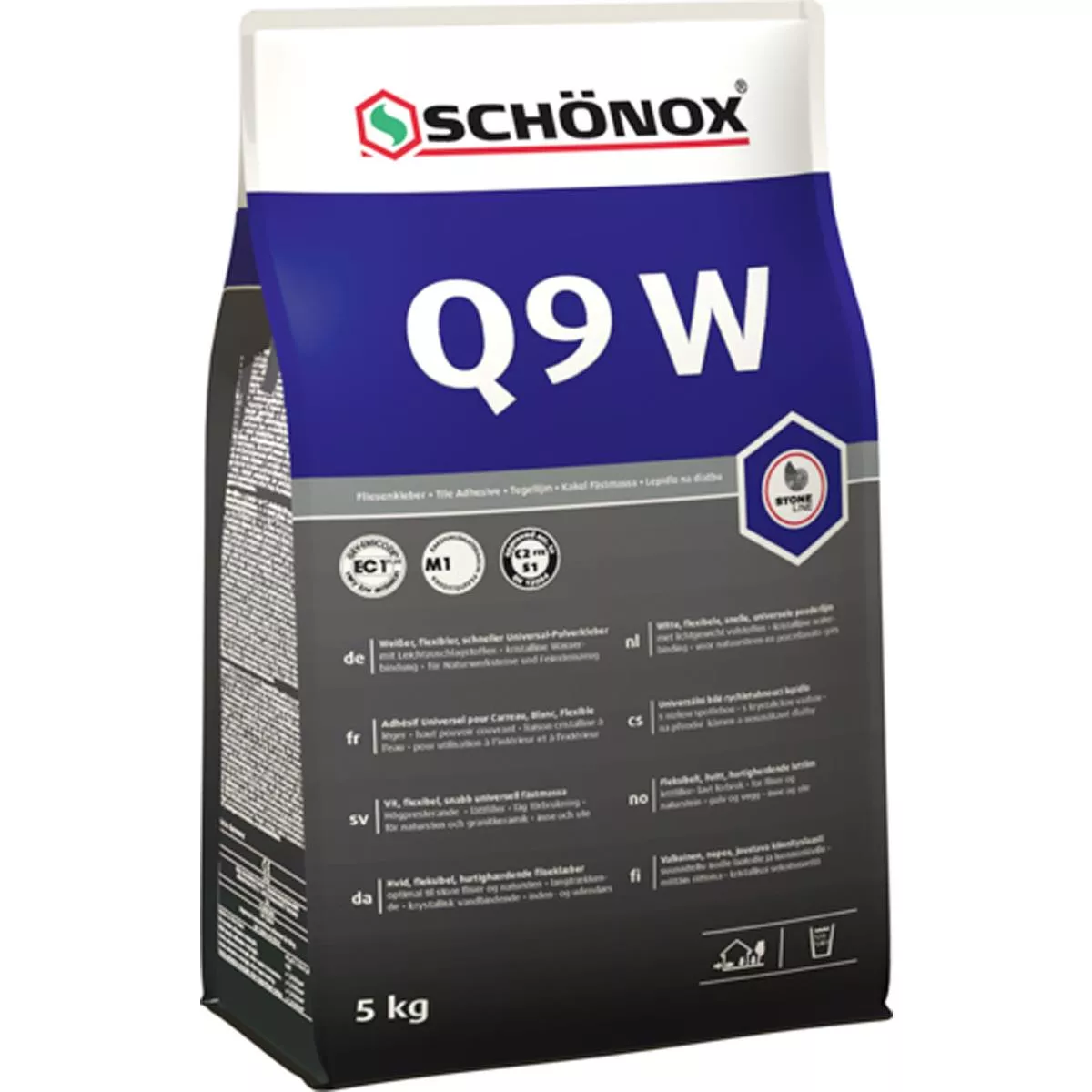 Tile adhesive Schönox Q9 W White Flexible Universal Powder Adhesive 5 KG