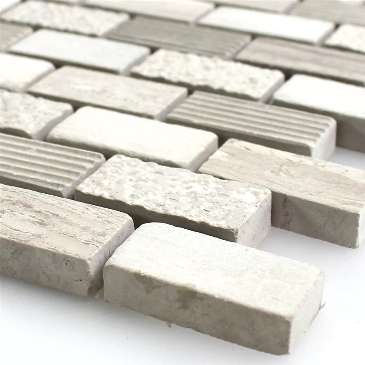 Mosaic Tiles Natural Stone Macciato Beige Brown 15x30x8mm