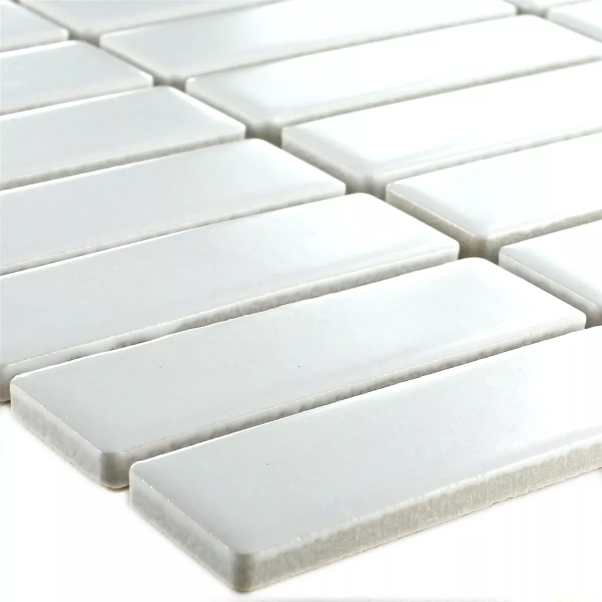 Mosaic Tiles Ceramic White Sticks Mat