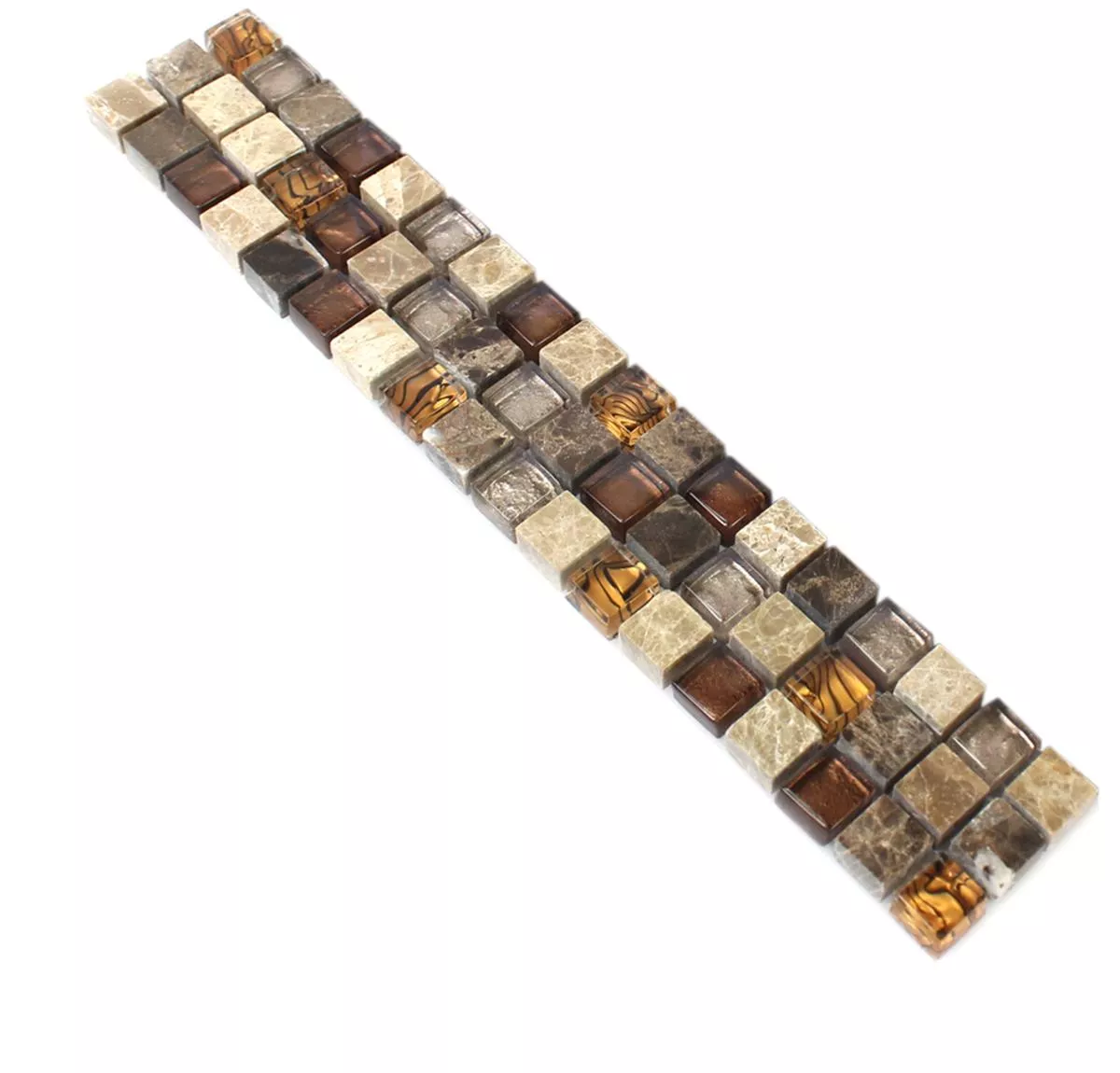 Glass Natural Stone Mosaic Border Gabon Brown
