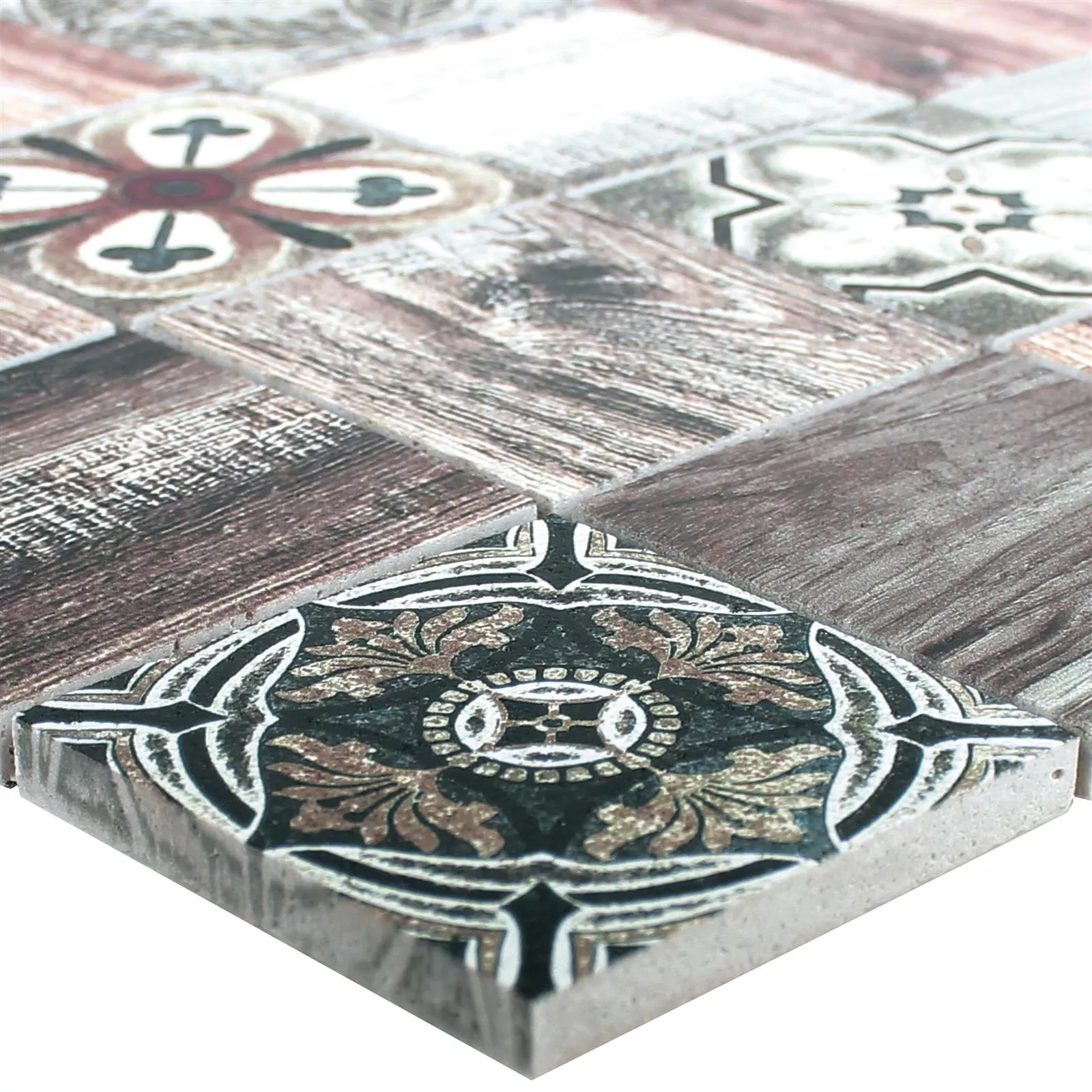 Natural Stone Mosaic Tiles Parion Wood Optic Dark Brown