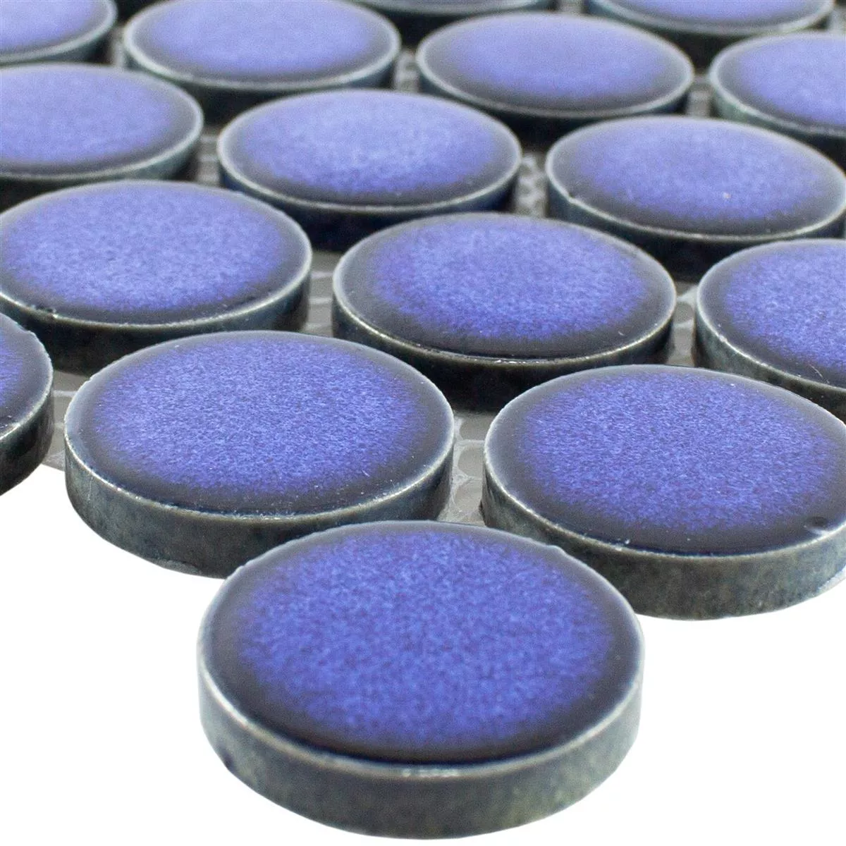 Ceramic Button Mosaic Tiles Mission Blue