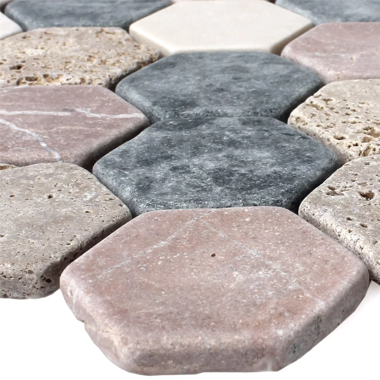 Mosaic Tiles Marble Tarsus Hexagon Colored