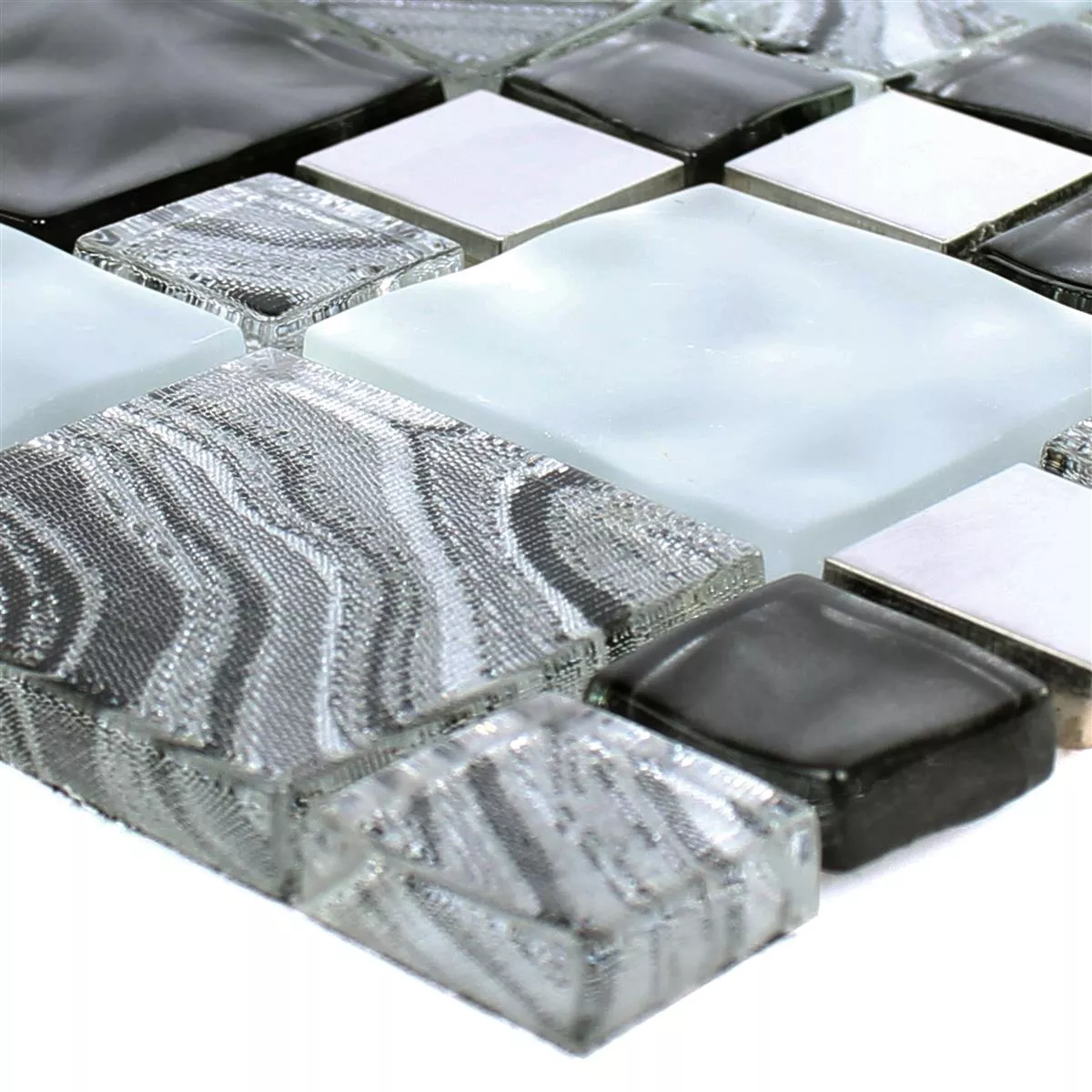 Cristal Metal Acero Inoxidable Mosaico Zadar Gris Negro