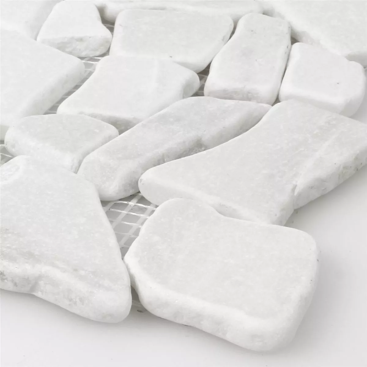 Marble Broken Natural Stone Mosaic Tiles Montelago White