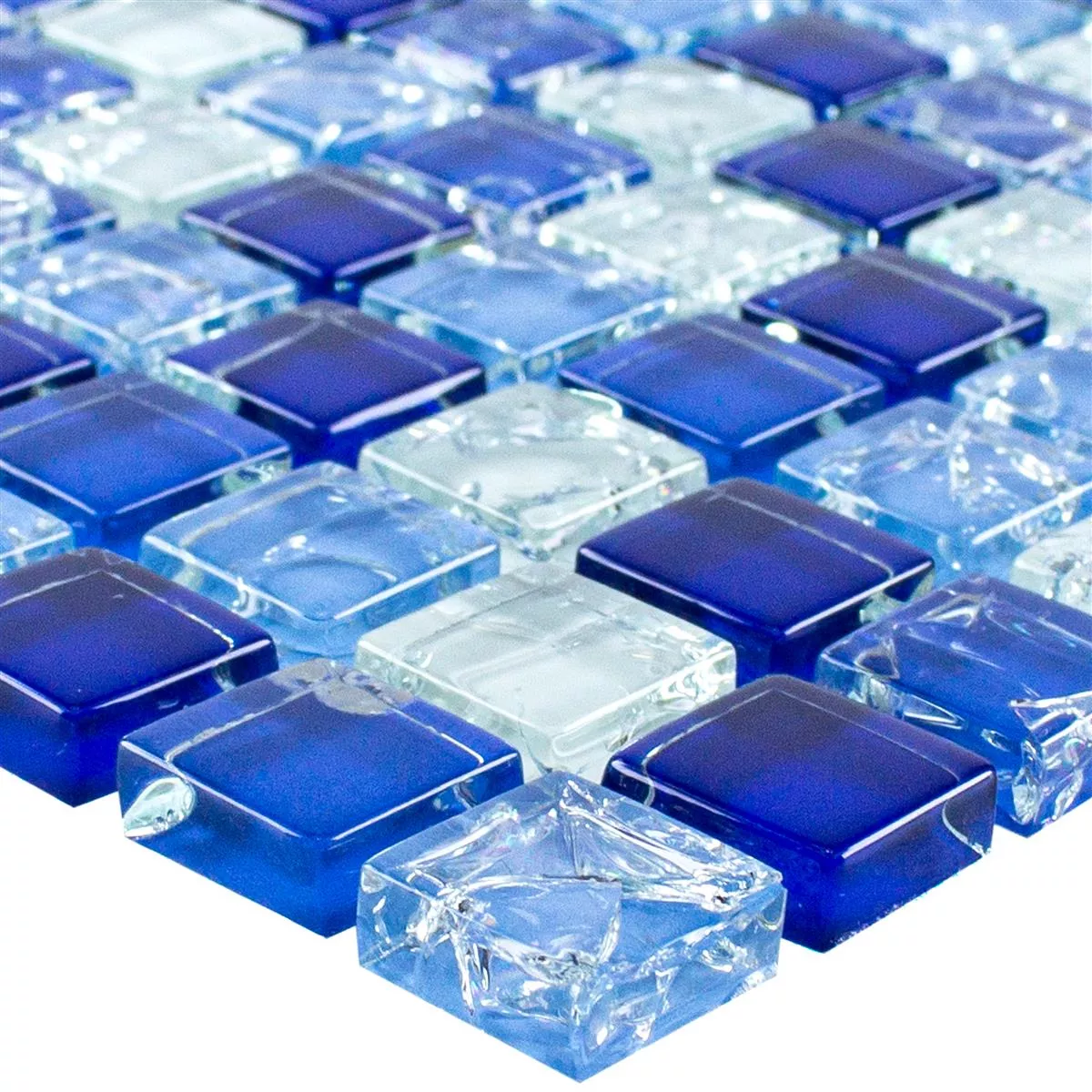 Glass Mosaic Tiles Overland Blue Blanc