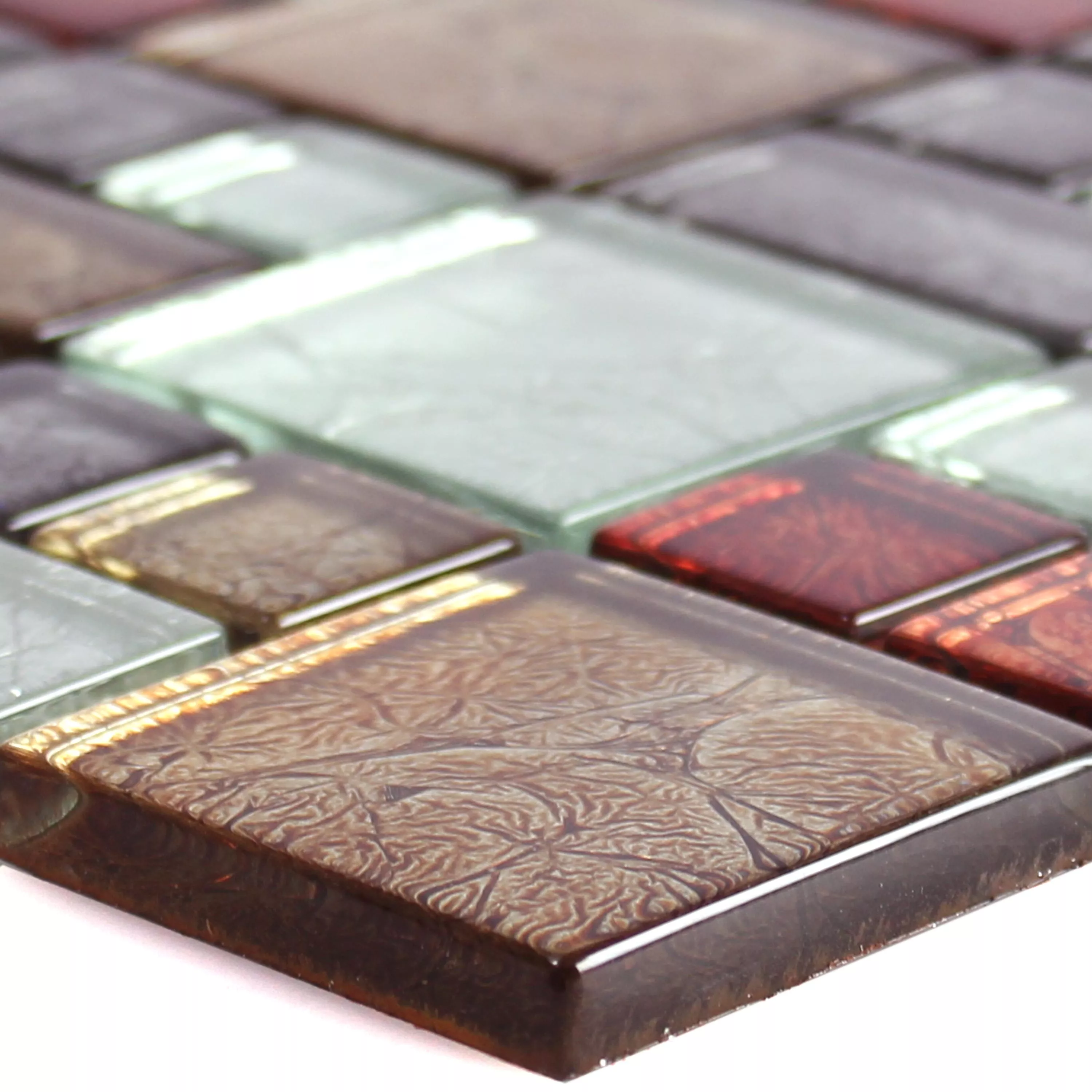 Glass Mosaic Tiles Curlew Red Brown Silver 2 Mix