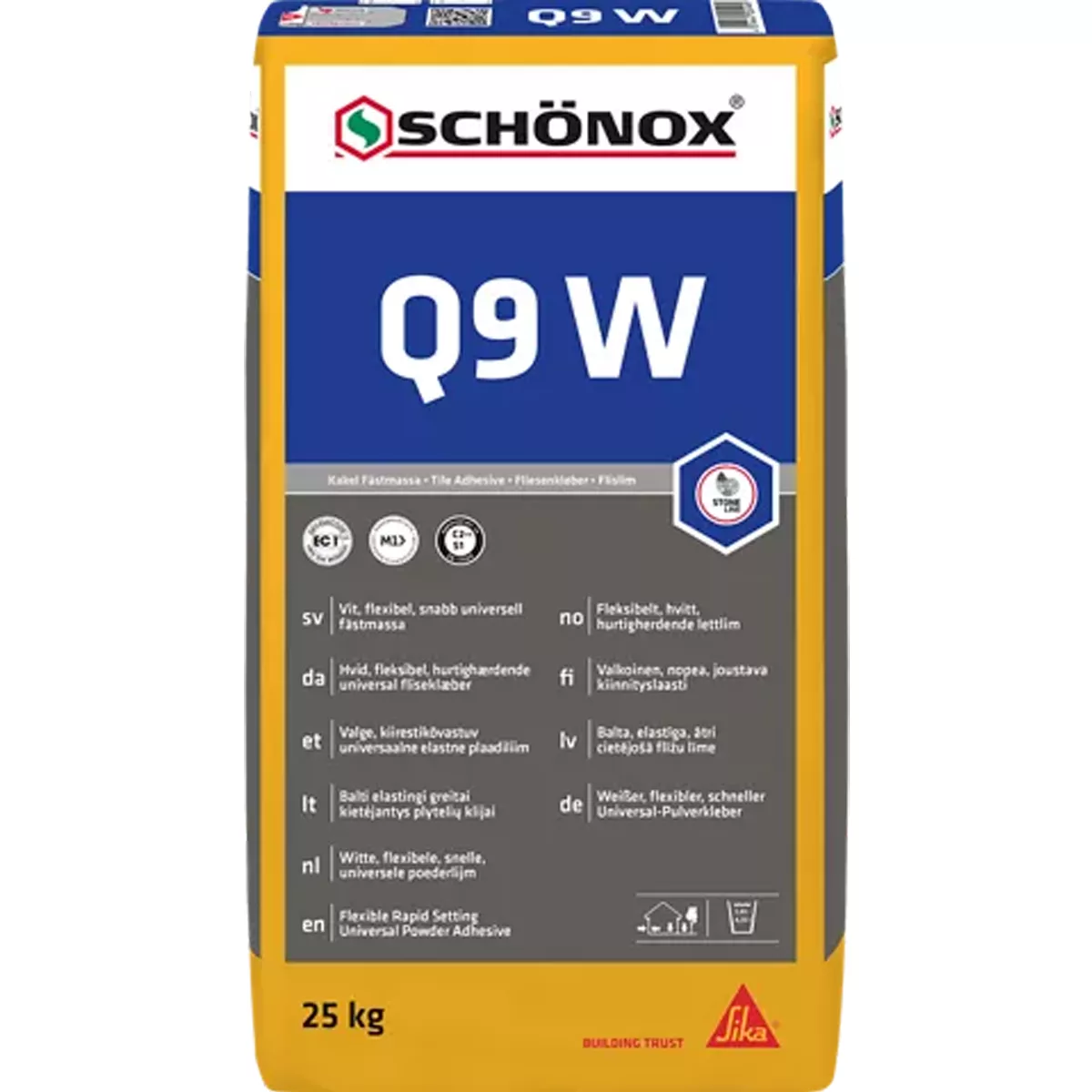 Tile adhesive Schönox Q9 W White Flexible Universal Powder Adhesive 25 KG