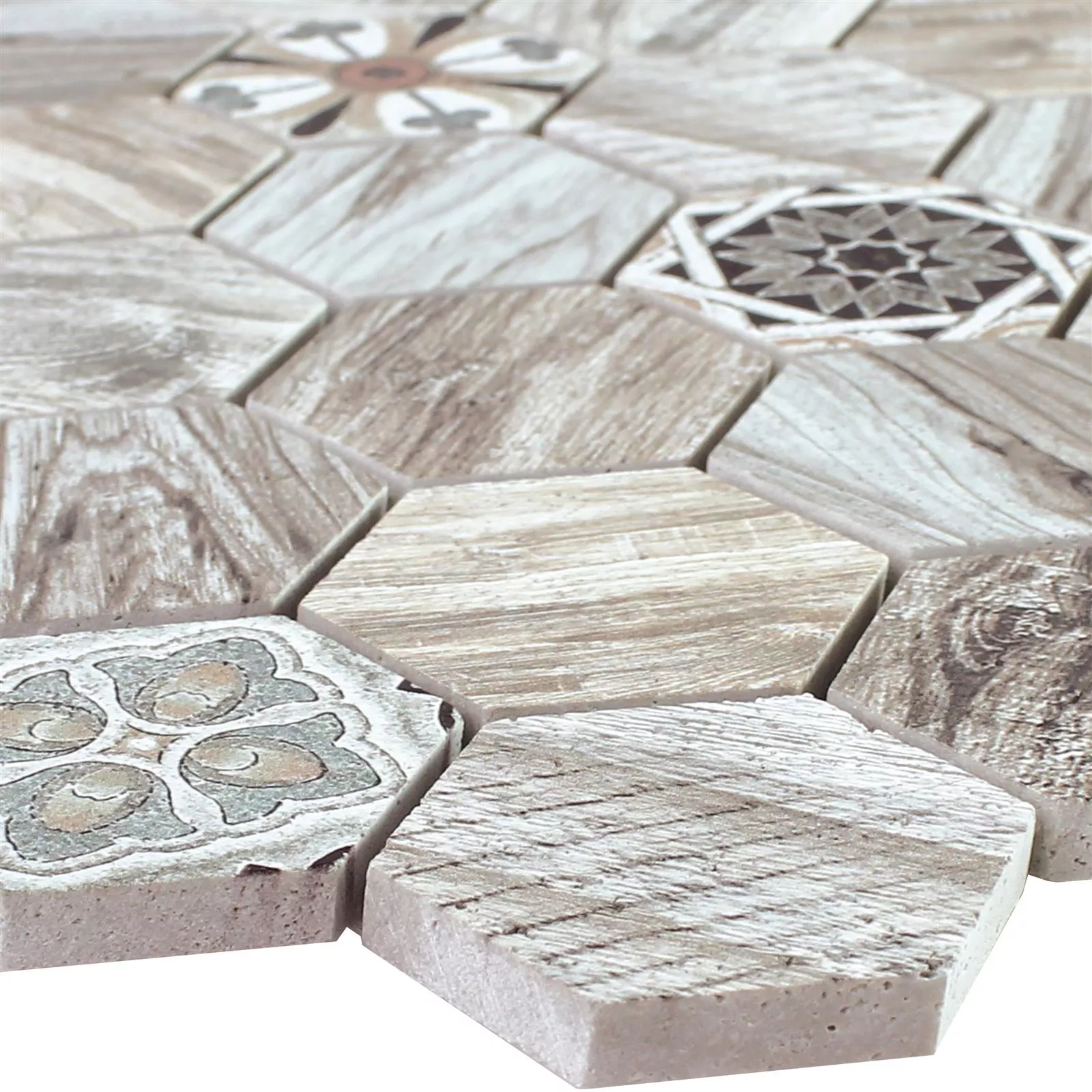 Natural Stone Mosaic Tiles Kapstadt Wood Optic Light Brown