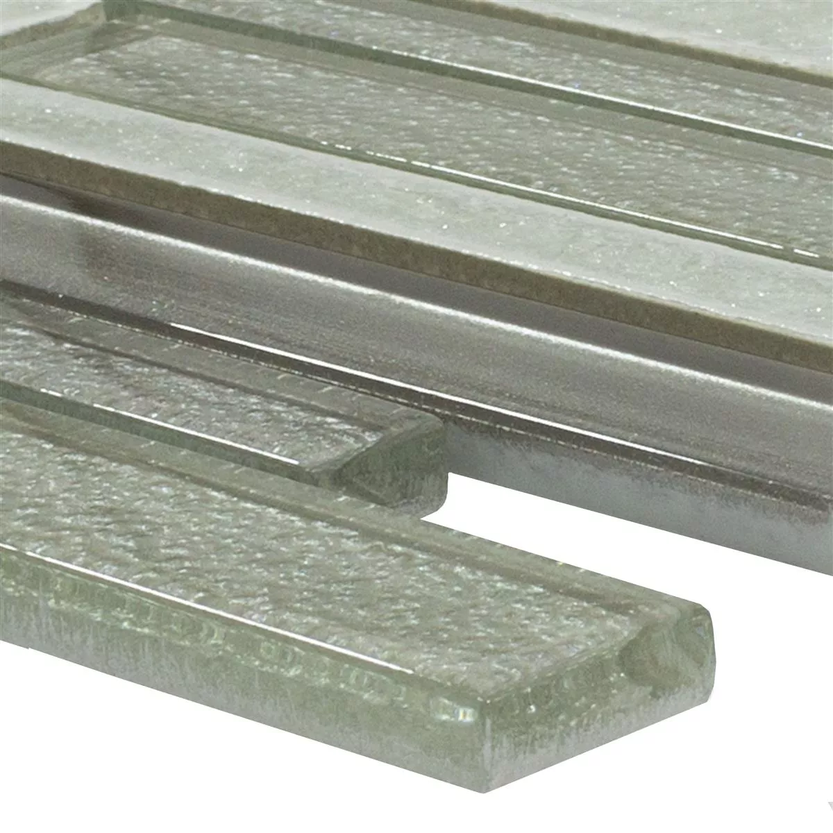 Glass Natural Stone Mosaic Crystal Springs Brick Blanc