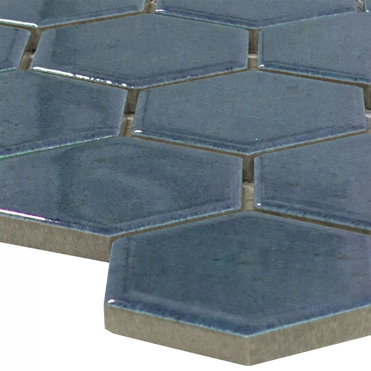 Ceramic Mosaic Tiles Eldertown Hexagon Dark Blue