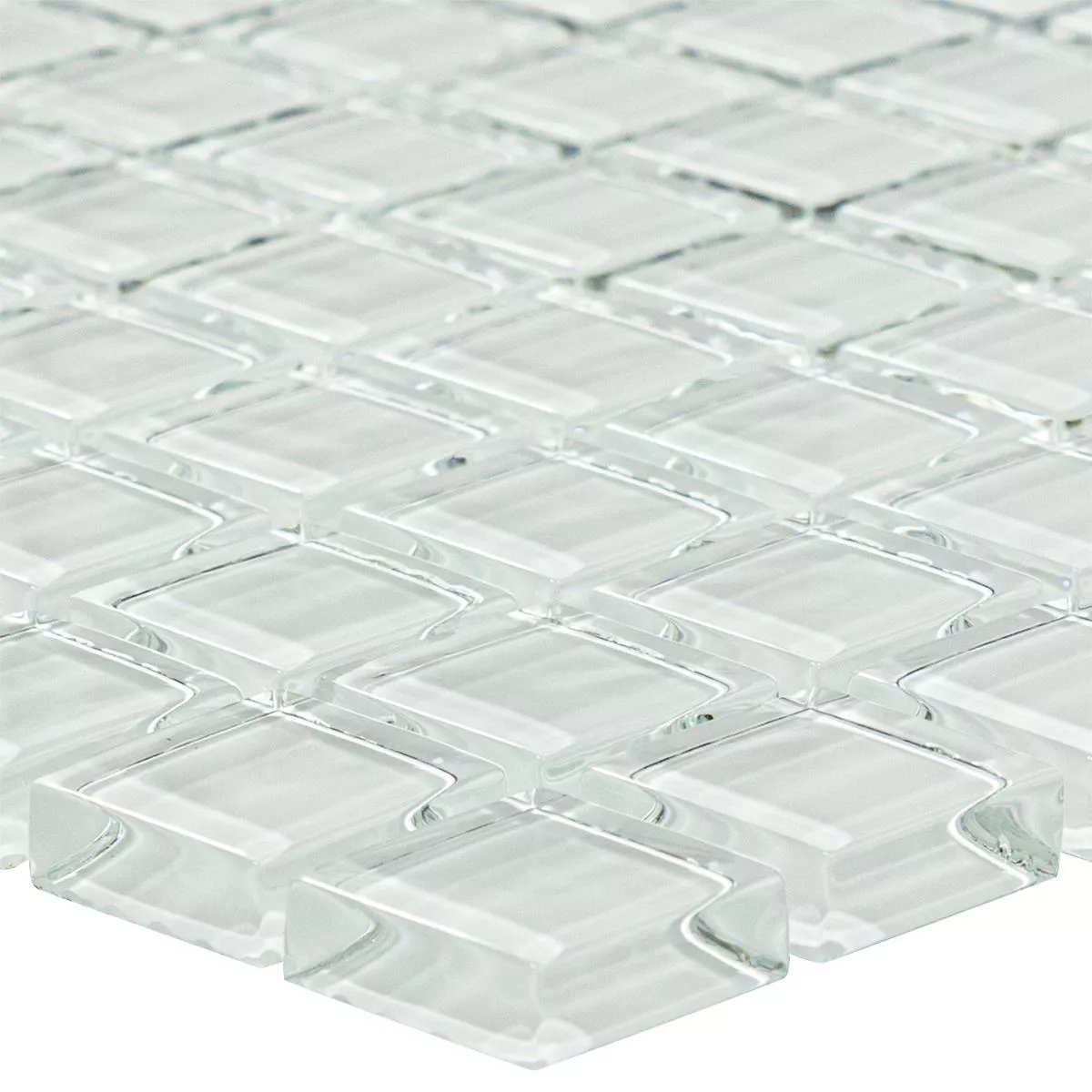 Glass Mosaic Tiles Snow Crystal Blanc