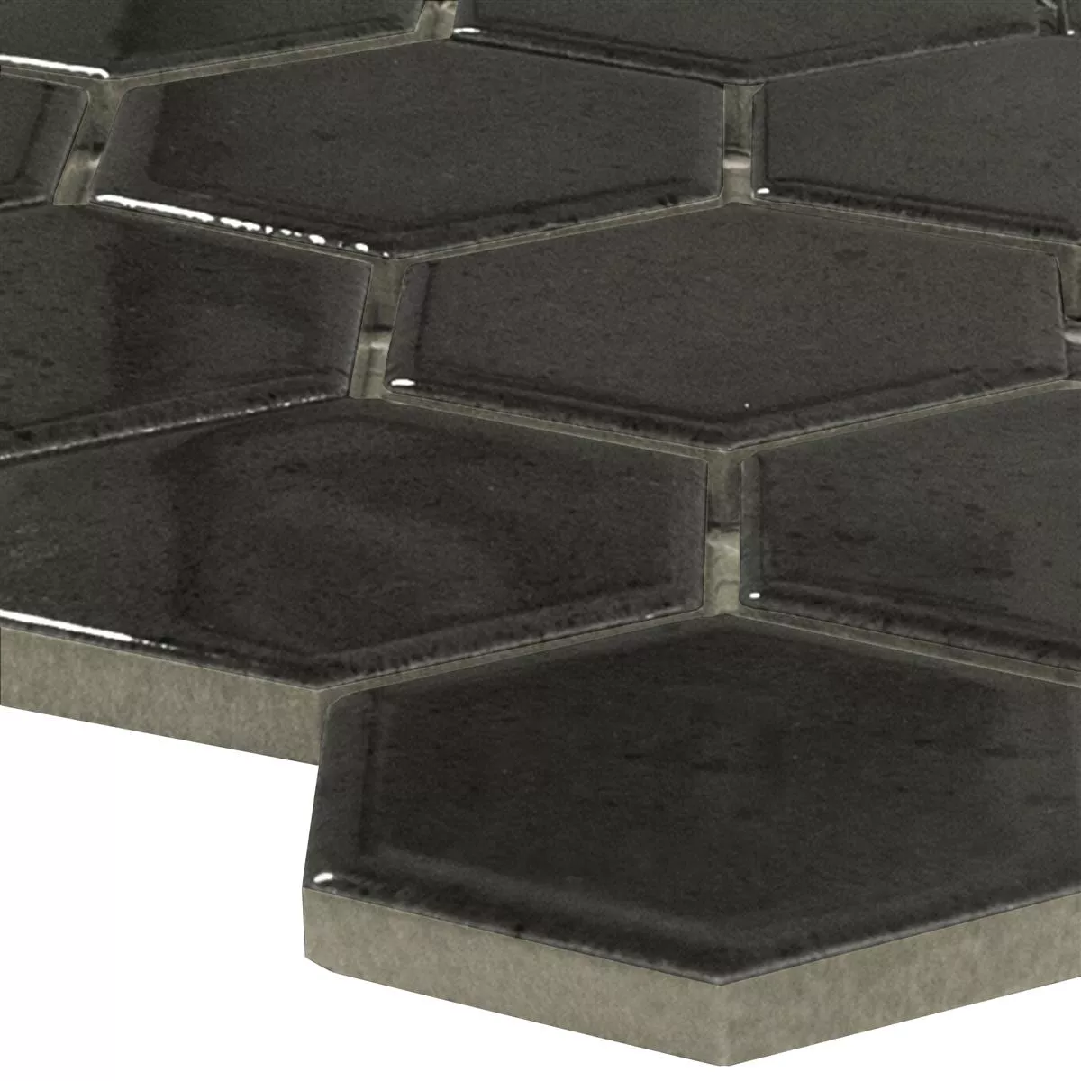 Ceramic Mosaic Tiles Eldertown Hexagon Black