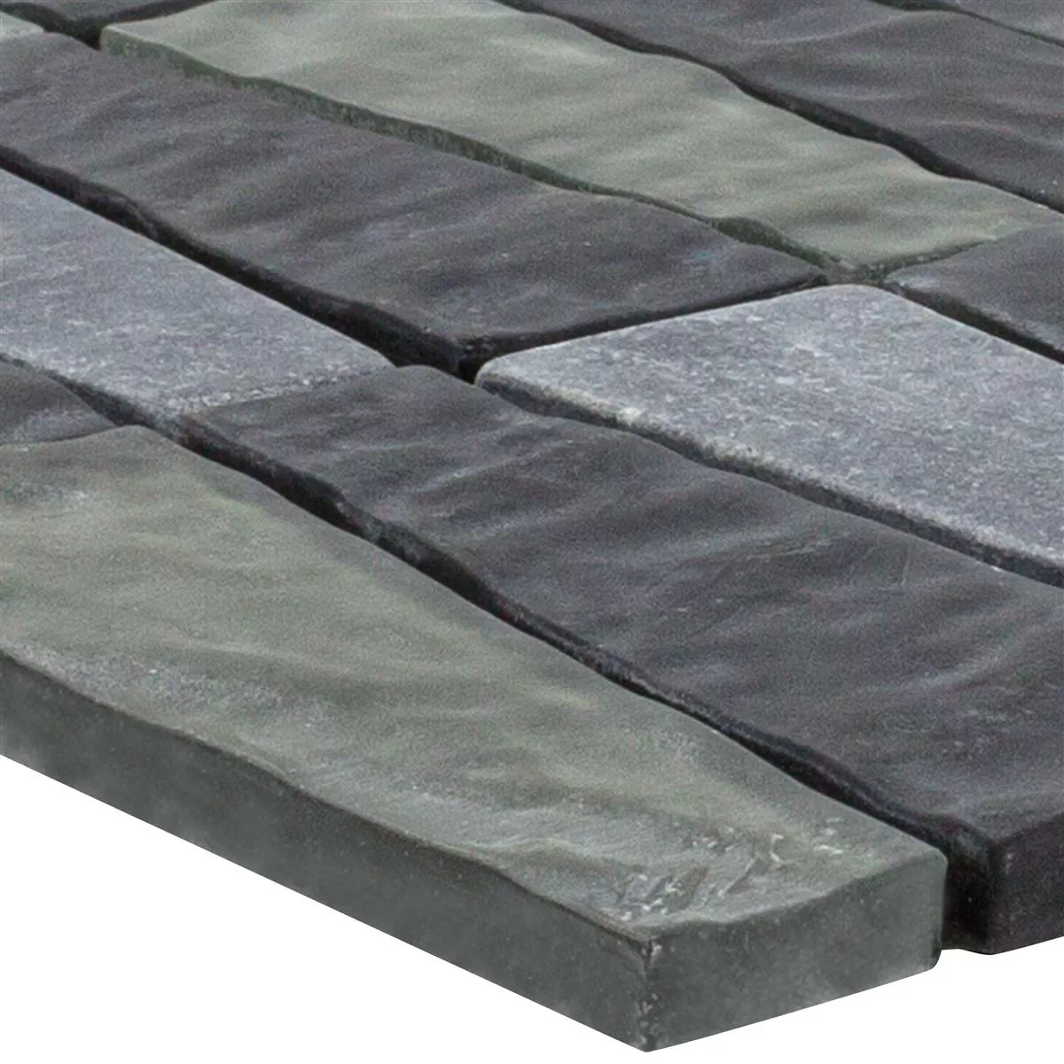 Glass Natural Stone Mosaic Tiles Marseille Grey Black Mix 