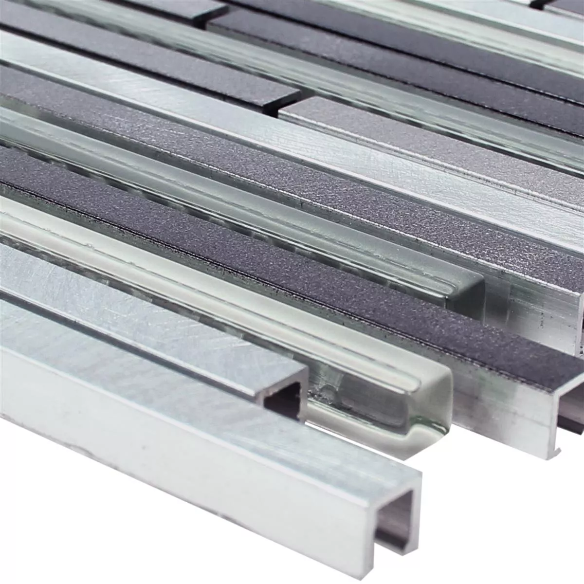 Cristal Metal Azulejos De Mosaico Freeway Negro Plateado