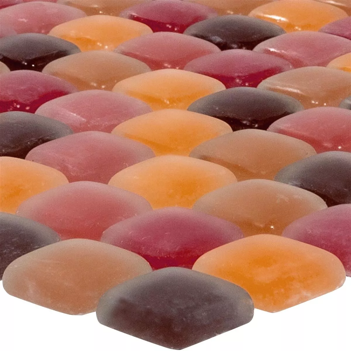Glass Mosaic Tiles Ponterio Frosted Red Mix