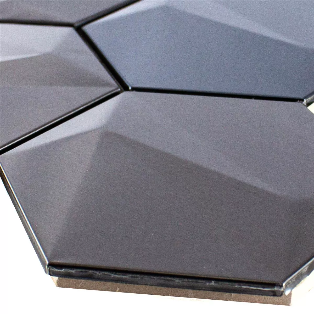Acero Inoxidable Azulejos De Mosaico Durango Hexagonales 3D Marrón