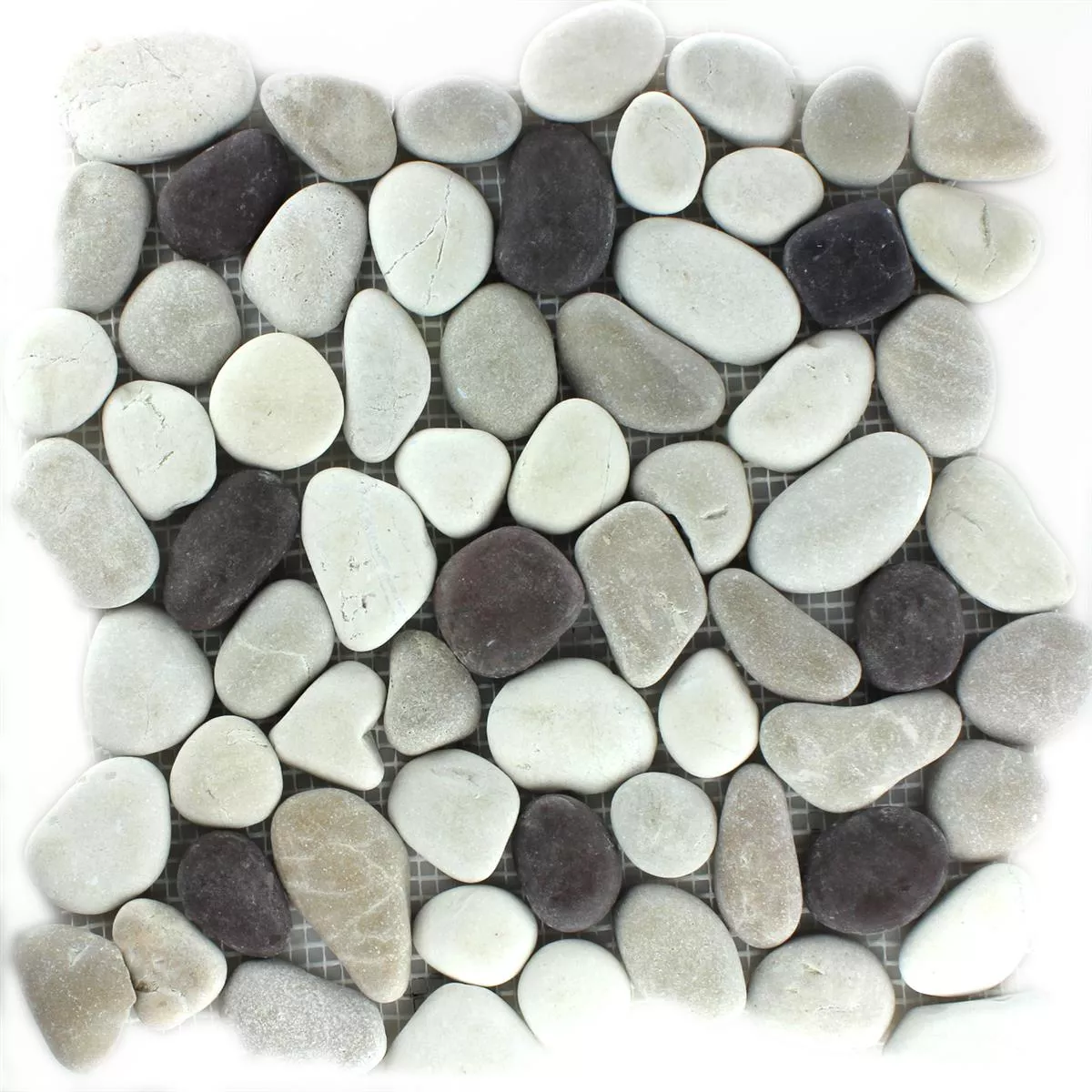 Mosaic Tiles River Pebbles White Beige Pink