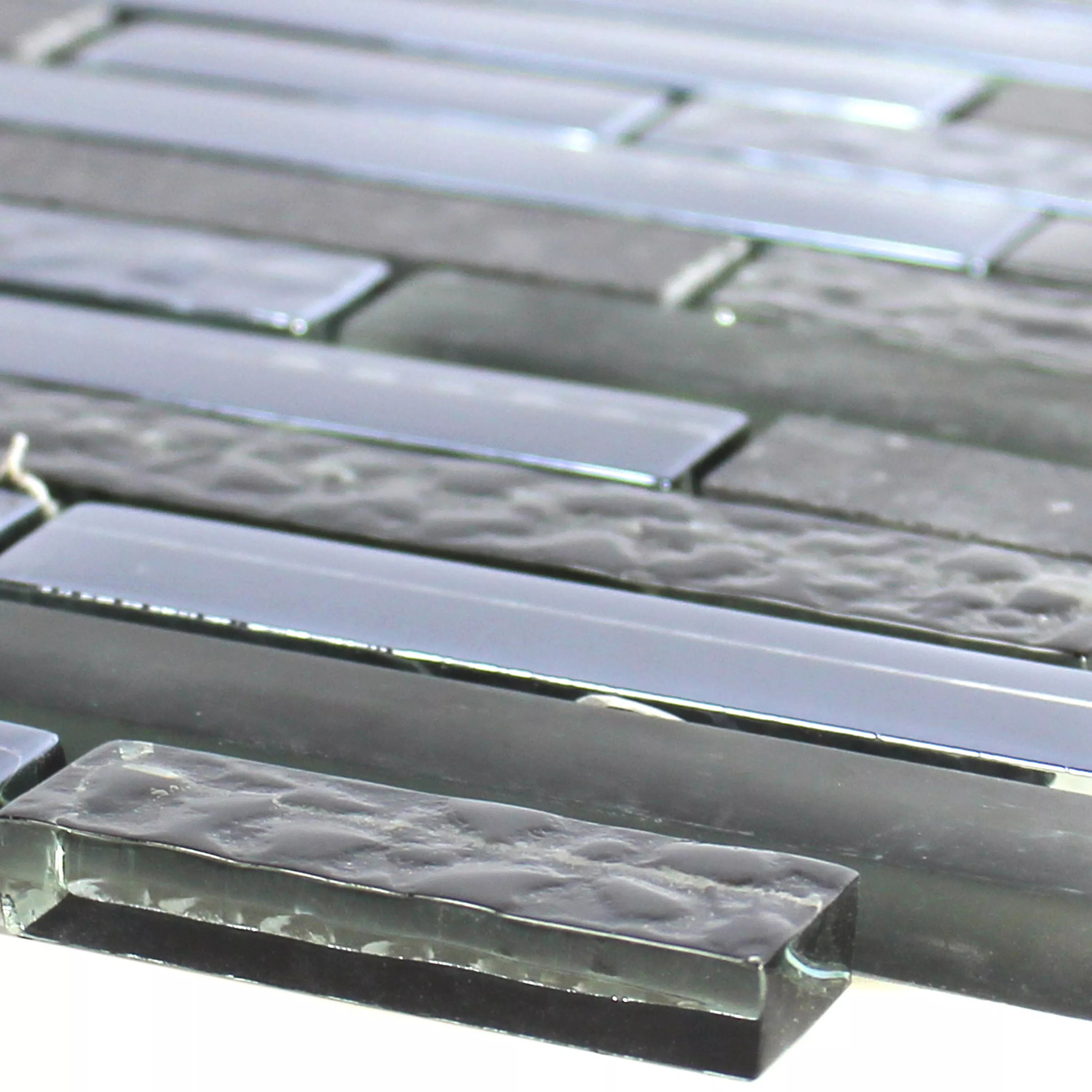 Glass Stone Stainless Steel Mosaic Wilmont Black Silver