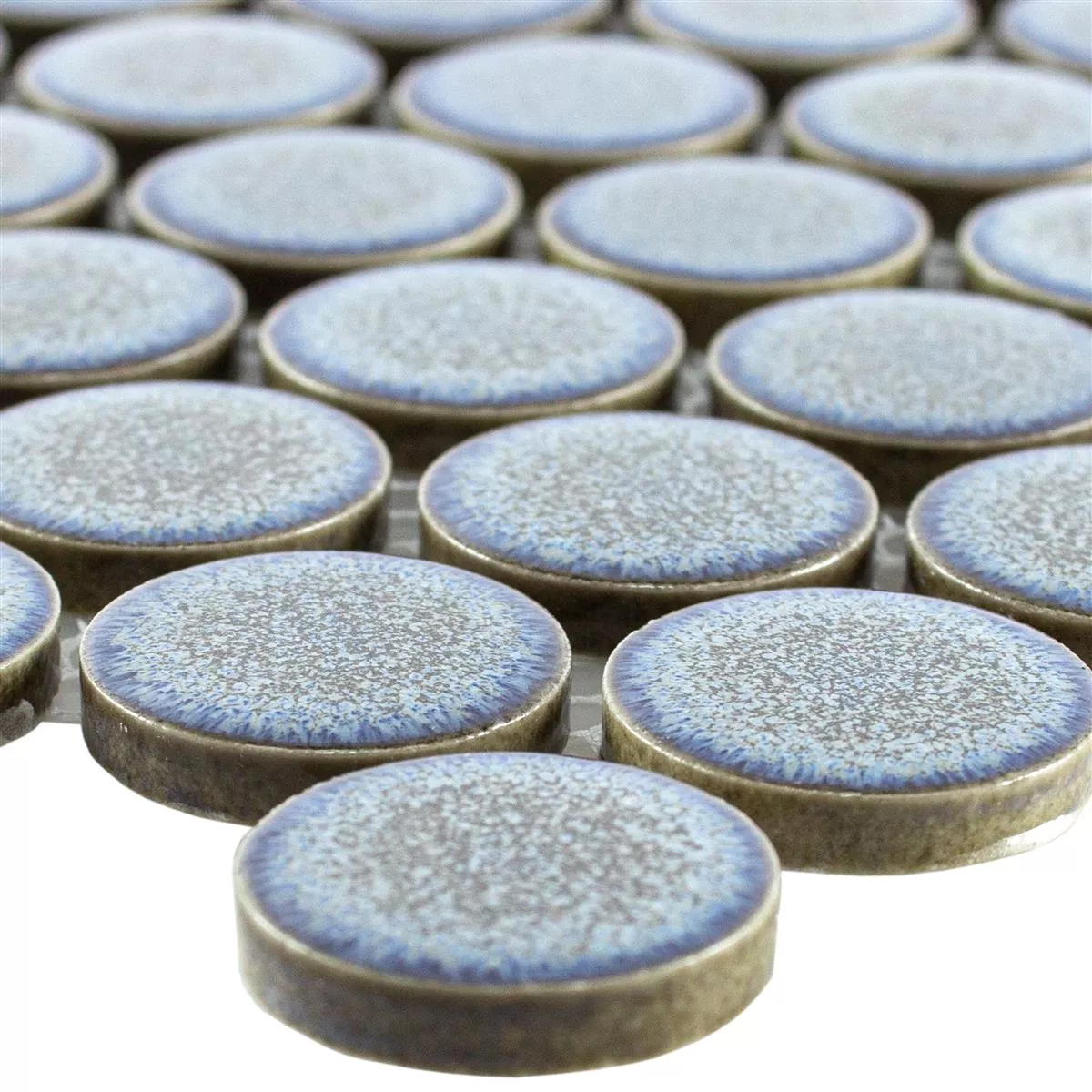 Ceramic Button Mosaic Tiles Mission Bluegrey