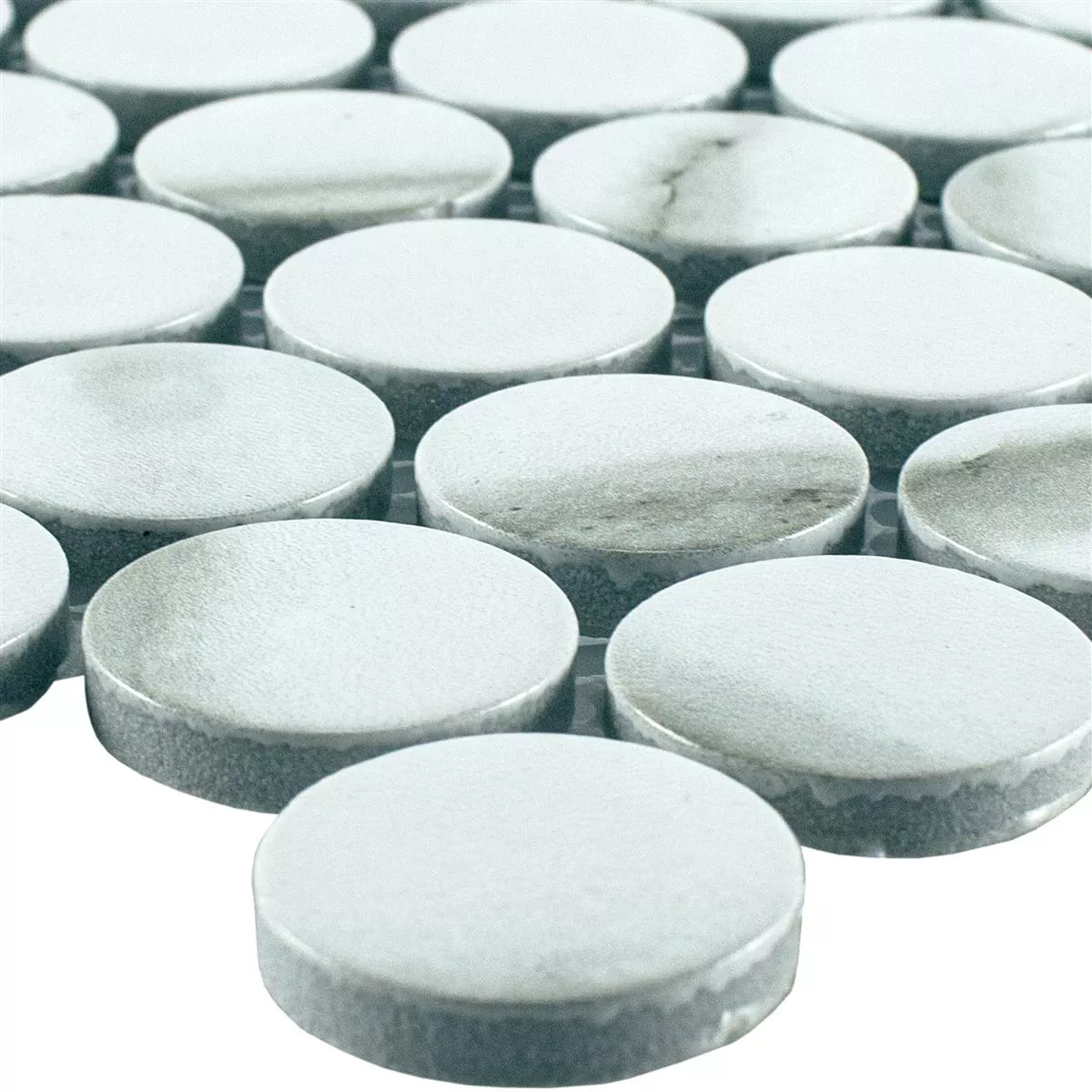 Ceramic Button Round Mosaic Tiles Hunter Carrara