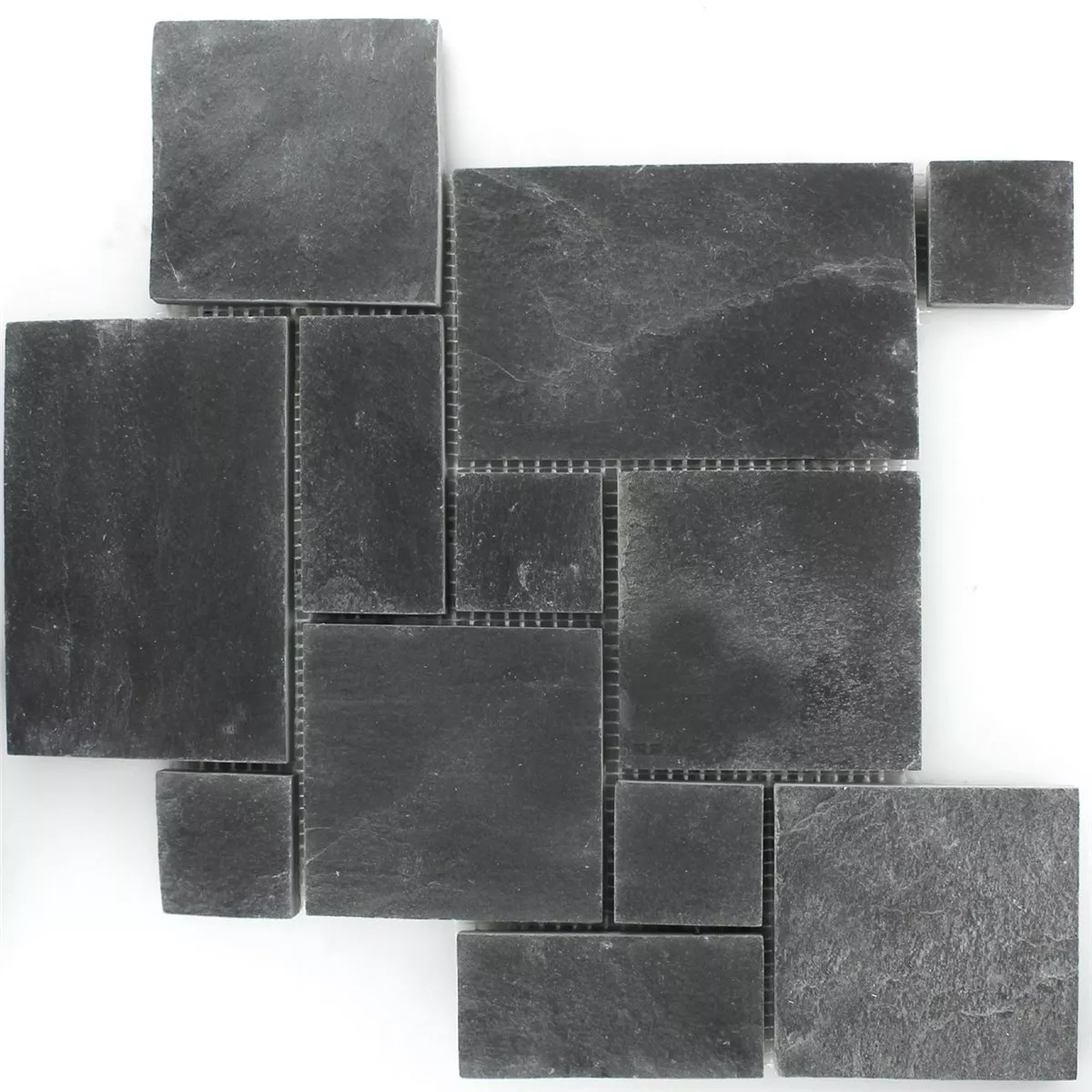 Mosaic Tiles Slate Black Roman Pattern
