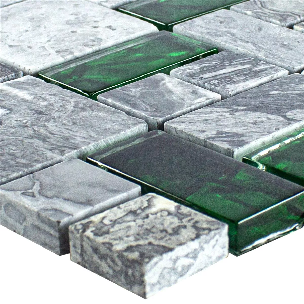 Vidrio Piedra Natural Mosaico Azulejos Sinop Gris Verde 2 Mix
