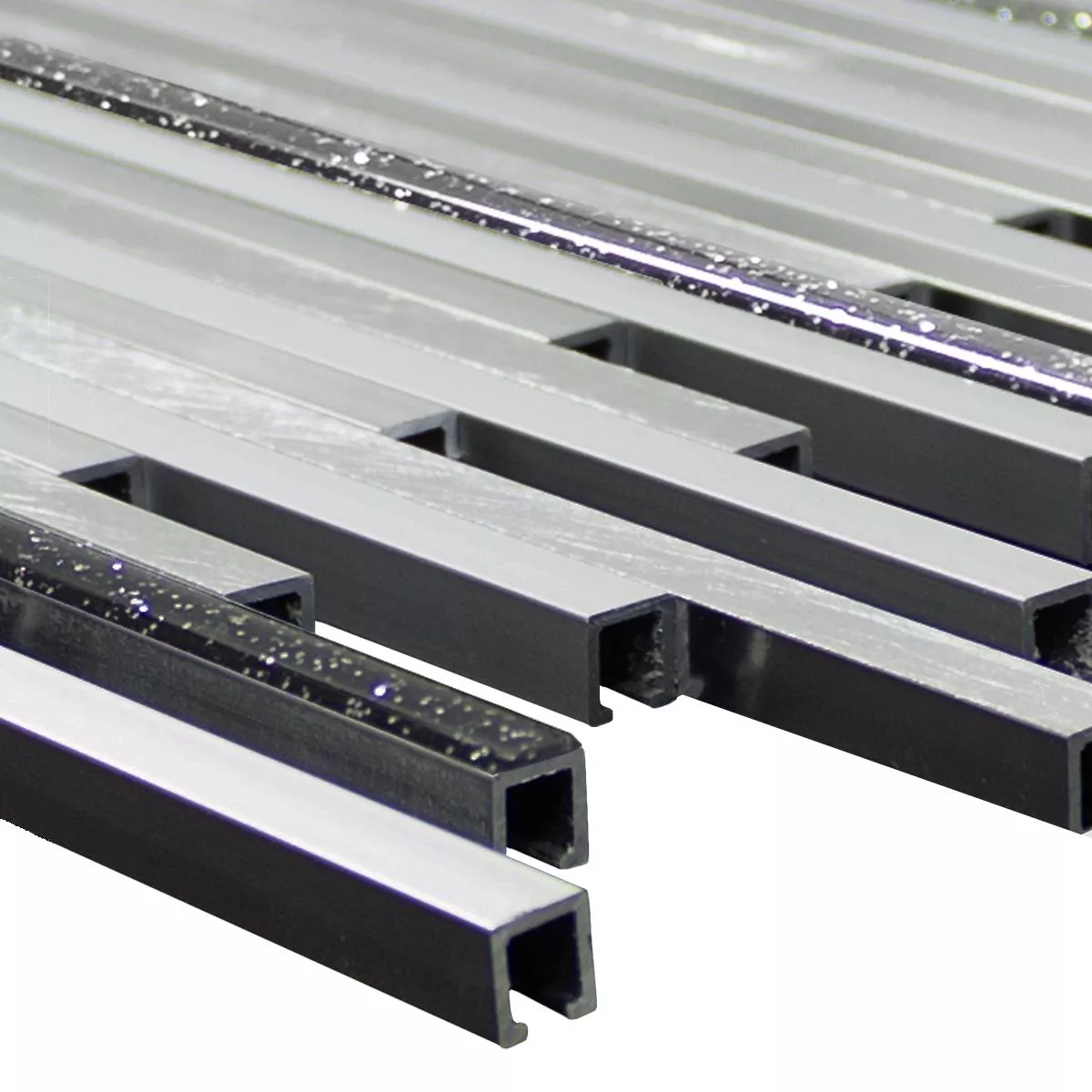 Auminio Metal Azulejos De Mosaico Bilbao Stripes Negro