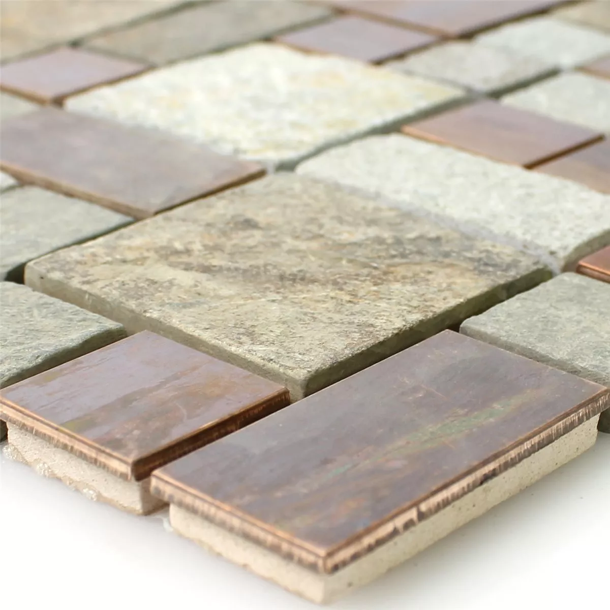 Piedra Natural Cuarcita Auminio Metal Azulejos De Mosaico Istanbul Cobre Marrón