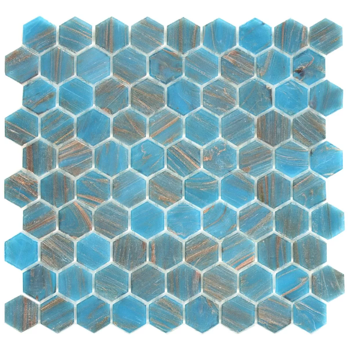 Glass Mosaic Tiles Trend-Vi Glass Hexagonal 242 Cyan Blue