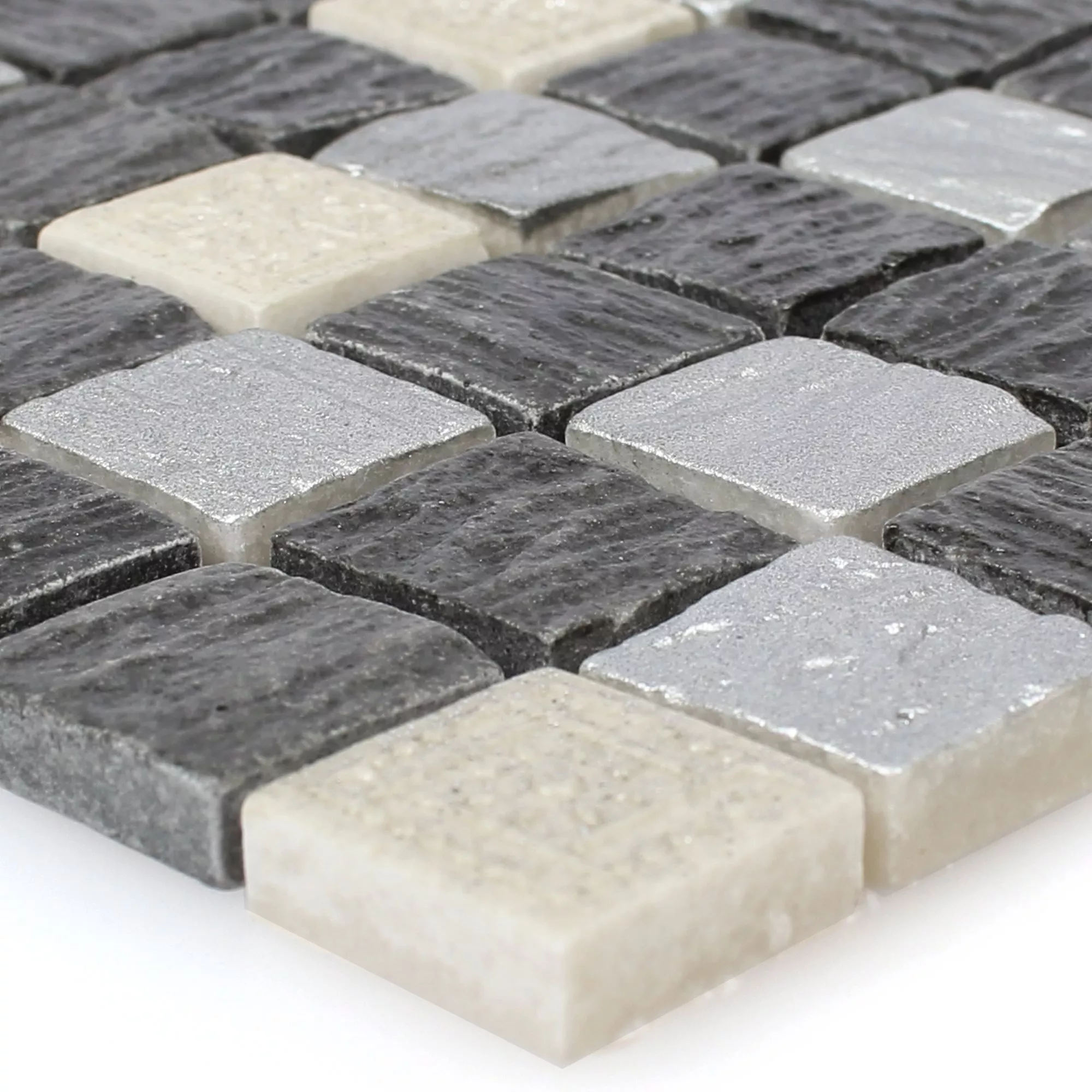 Glass Mosaic Natural Stone Tiles Colicos Grey Black Silver