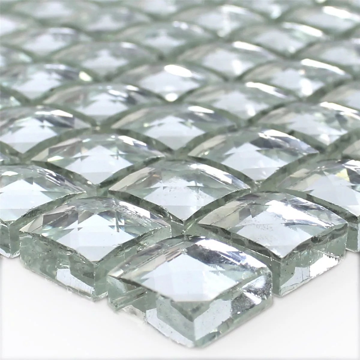 Glass Mosaic Tiles Silver Brilliant Blanc