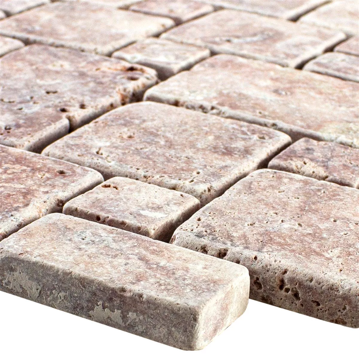 Natural Stone Travertine Mosaic Tiles LaGrange Red