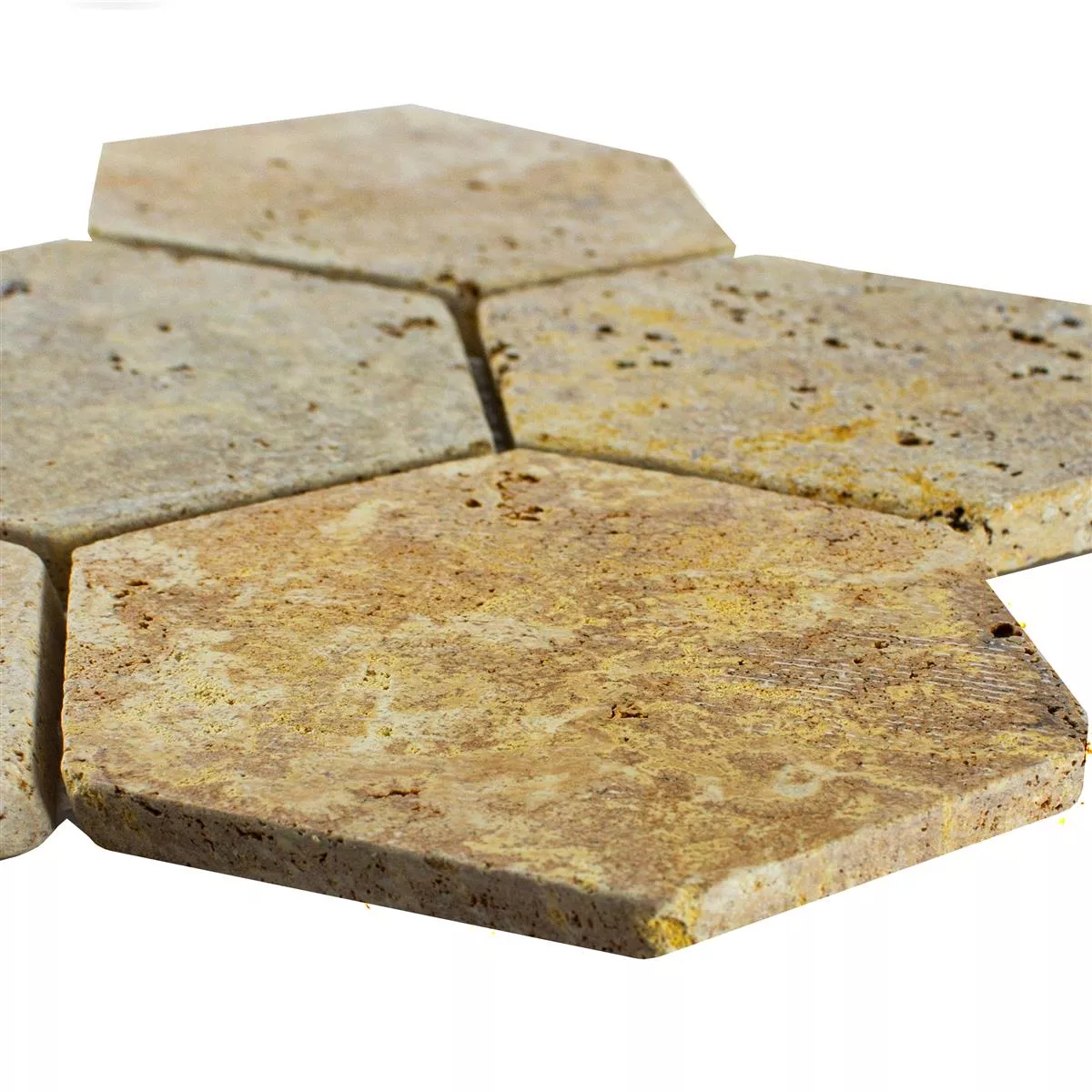 Travertine Natural Stone Mosaic Tiles Mercado Hexagon Gold