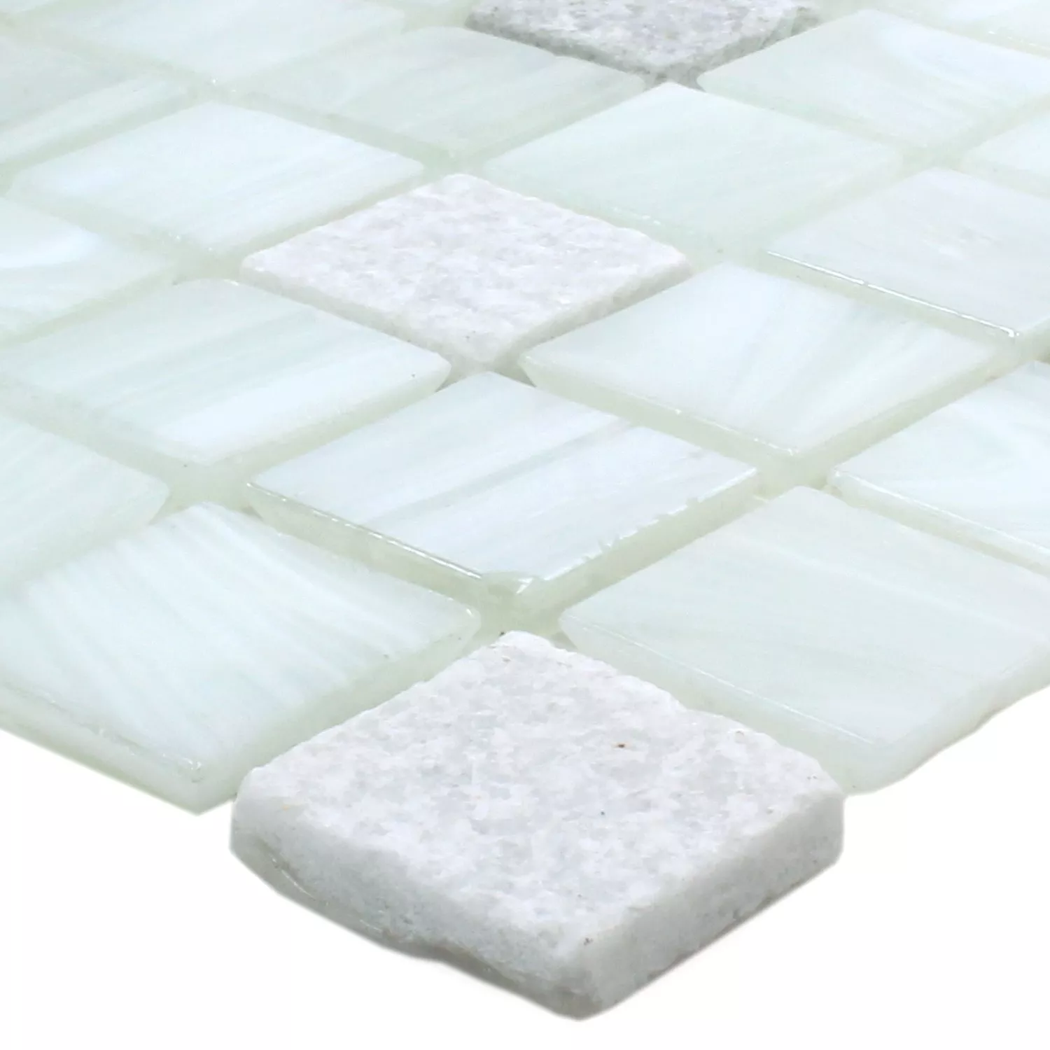 Vidrio Piedra Natural Mosaico Daily Rush Blanco Cream